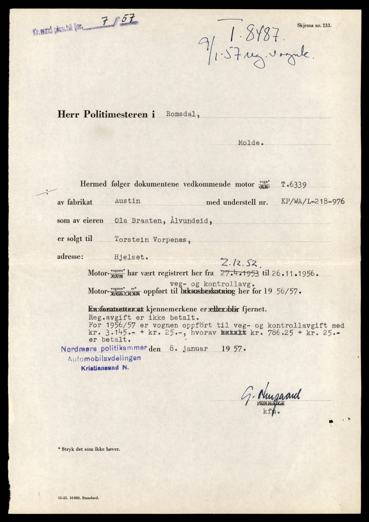 Møre og Romsdal vegkontor - Ålesund trafikkstasjon, AV/SAT-A-4099/F/Fe/L0035: Registreringskort for kjøretøy T 12653 - T 12829, 1927-1998, p. 2616