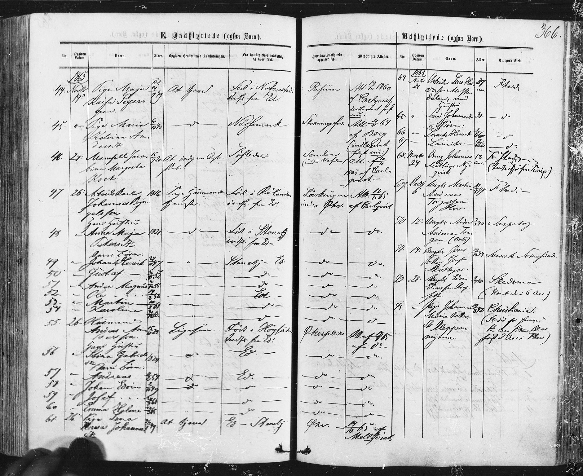 Idd prestekontor Kirkebøker, AV/SAO-A-10911/F/Fc/L0005: Parish register (official) no. III 5, 1861-1877, p. 366