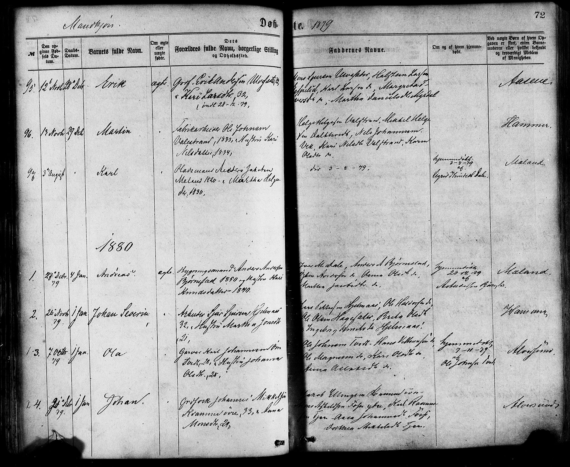 Hamre sokneprestembete, SAB/A-75501/H/Ha/Haa/Haaa/L0015: Parish register (official) no. A 15, 1870-1881, p. 72
