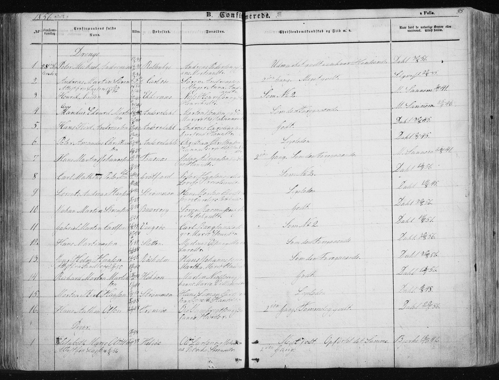 Tromsøysund sokneprestkontor, SATØ/S-1304/G/Ga/L0001kirke: Parish register (official) no. 1, 1856-1867, p. 95