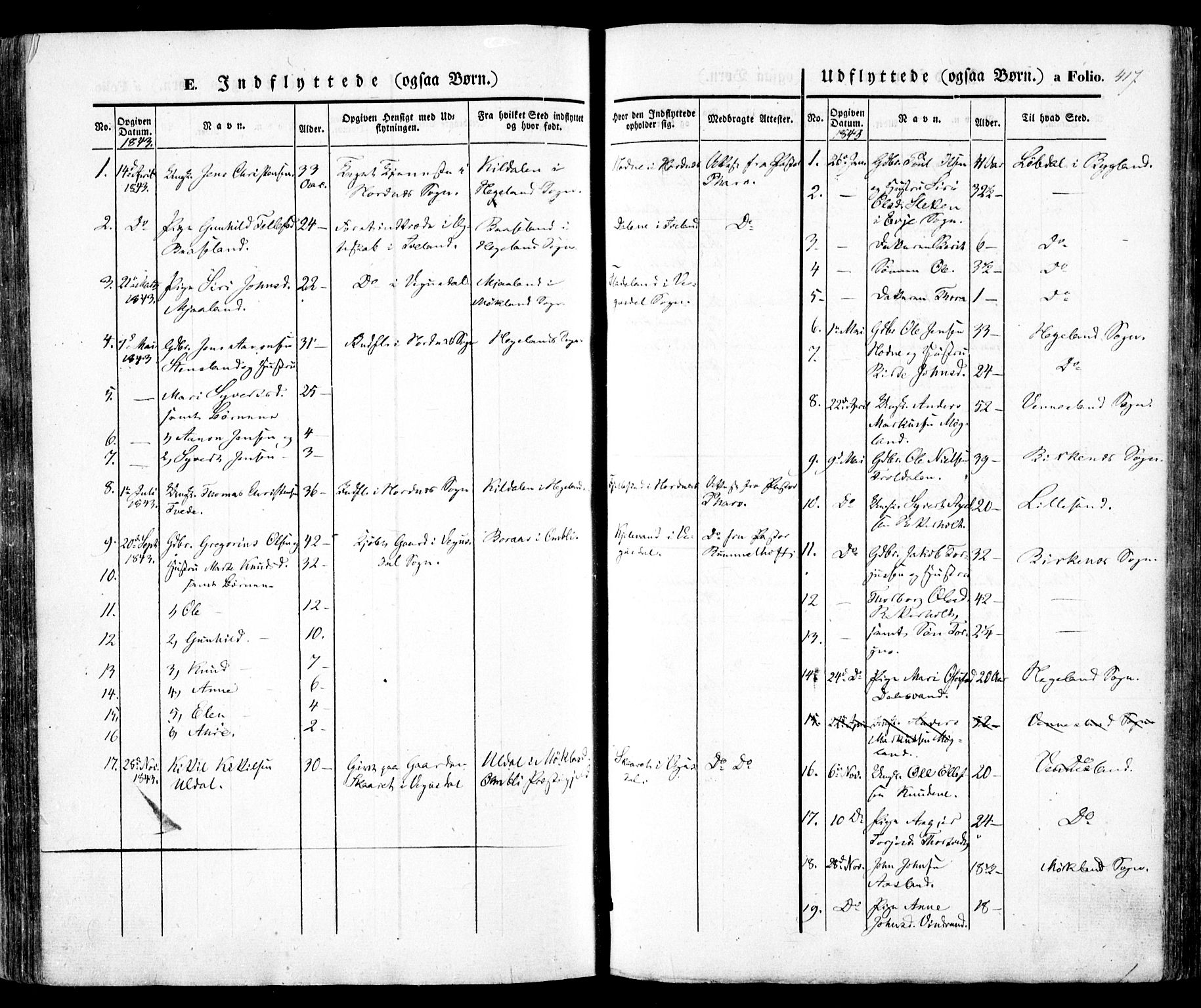 Evje sokneprestkontor, SAK/1111-0008/F/Fa/Faa/L0005: Parish register (official) no. A 5, 1843-1865, p. 417