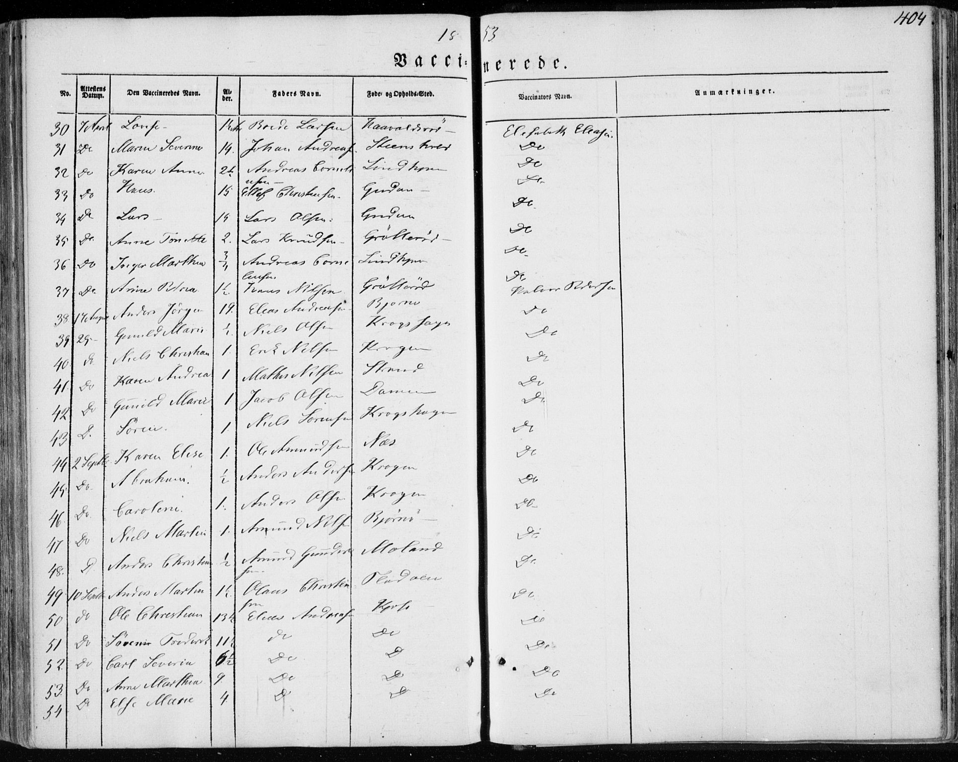 Brunlanes kirkebøker, AV/SAKO-A-342/F/Fa/L0004: Parish register (official) no. I 4, 1846-1862, p. 404