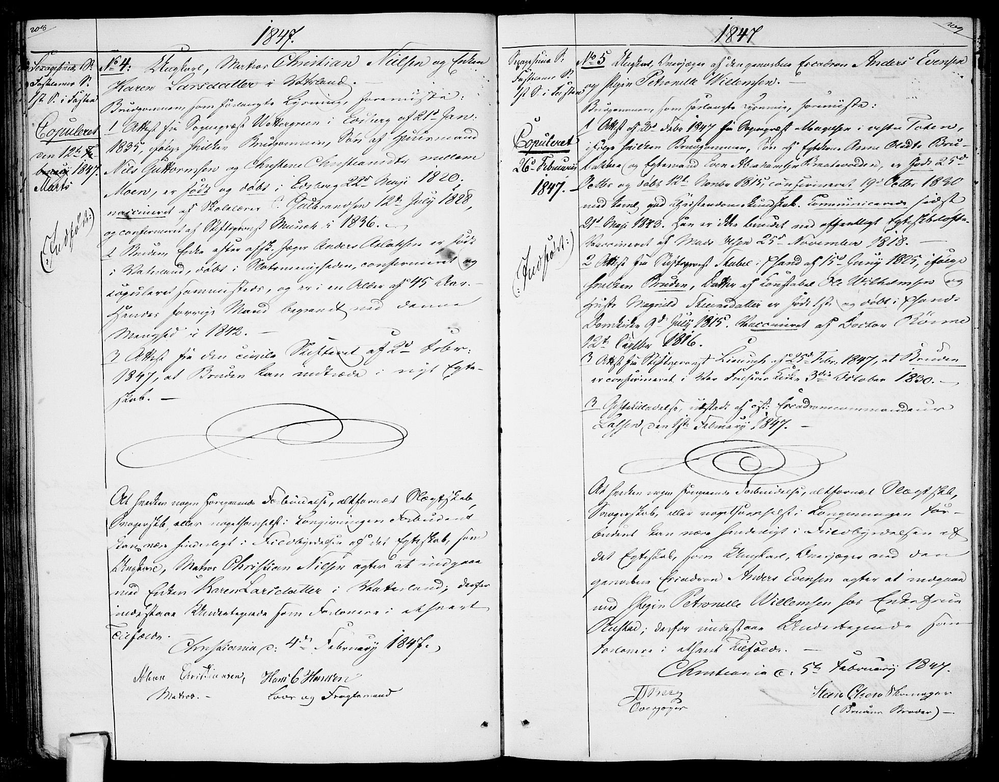 Garnisonsmenigheten Kirkebøker, AV/SAO-A-10846/H/Ha/L0005: Banns register no. I 5, 1844-1856, p. 208-209