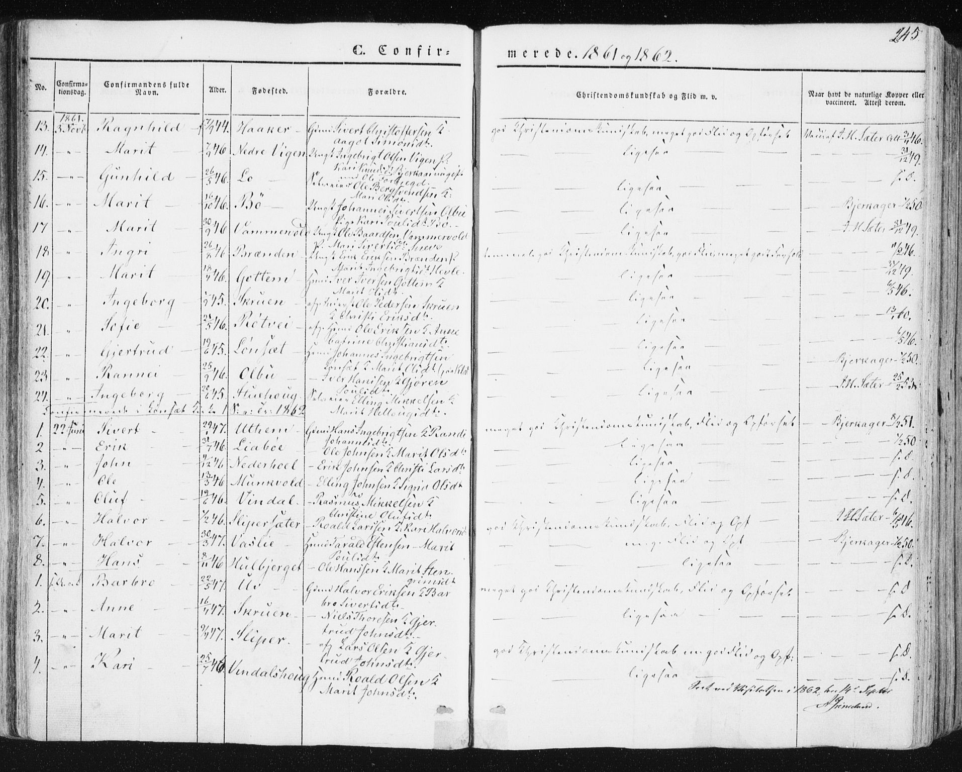 Ministerialprotokoller, klokkerbøker og fødselsregistre - Sør-Trøndelag, SAT/A-1456/678/L0899: Parish register (official) no. 678A08, 1848-1872, p. 245