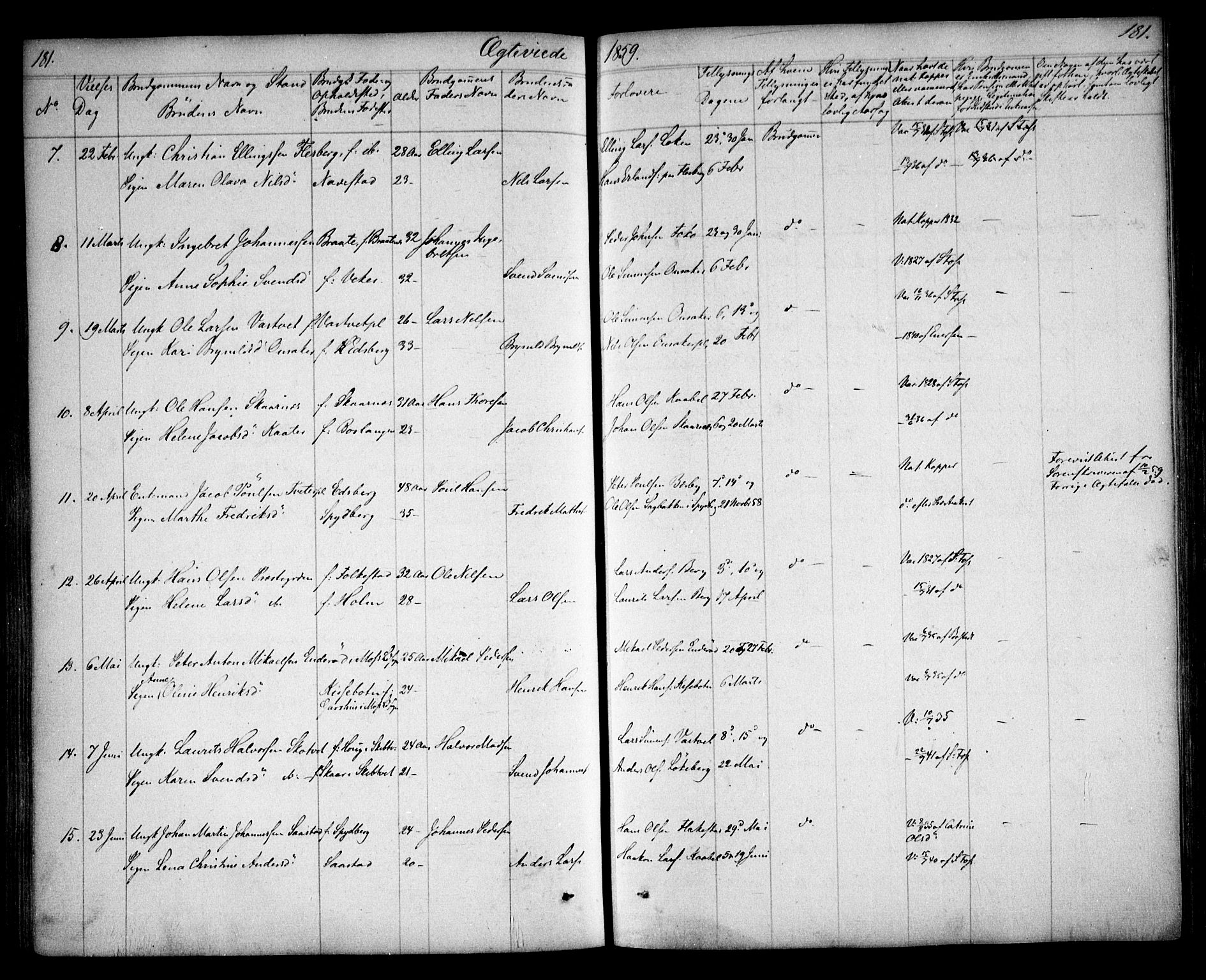 Våler prestekontor Kirkebøker, AV/SAO-A-11083/F/Fa/L0006: Parish register (official) no. I 6, 1840-1861, p. 181