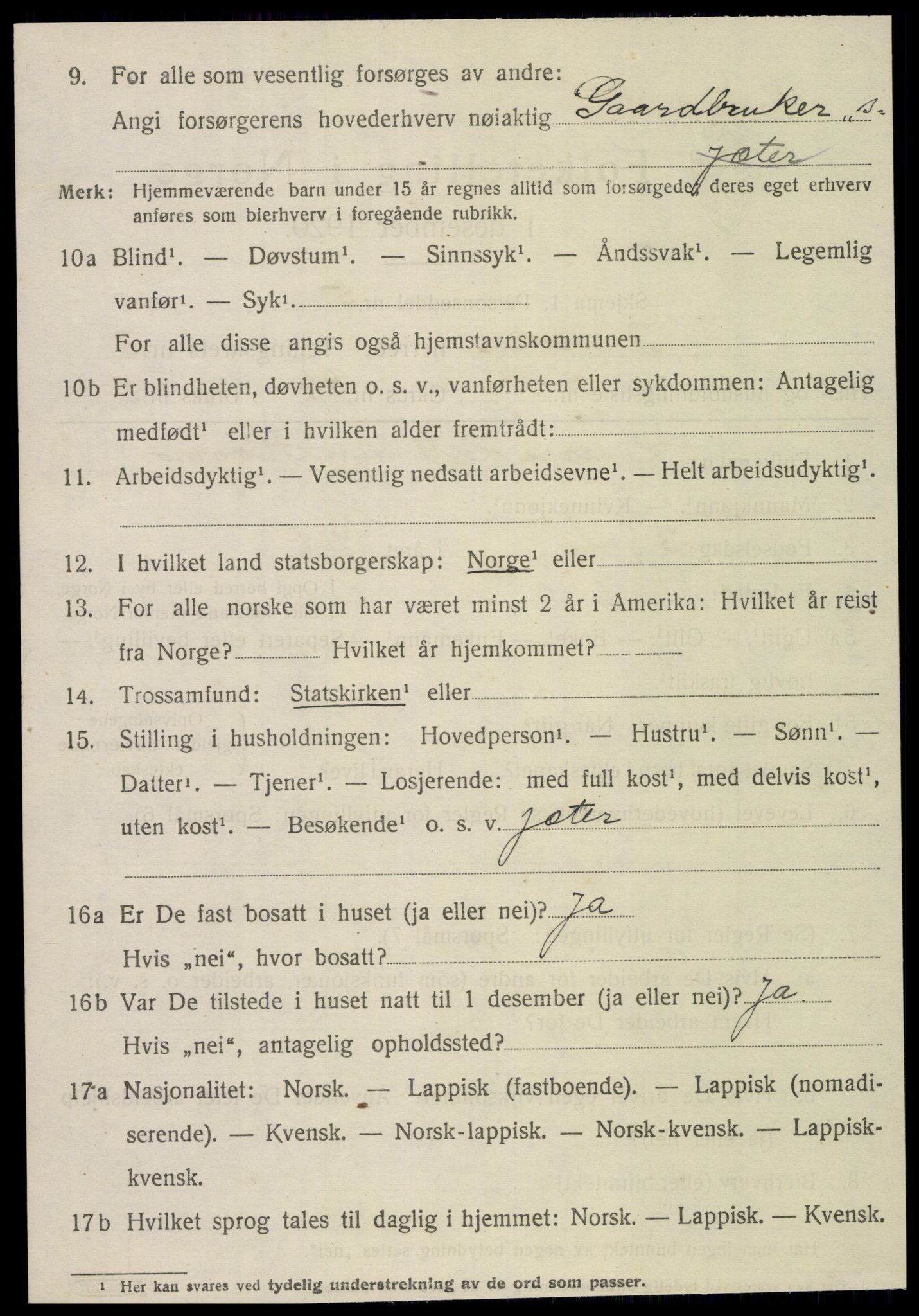 SAT, 1920 census for Meråker, 1920, p. 3369