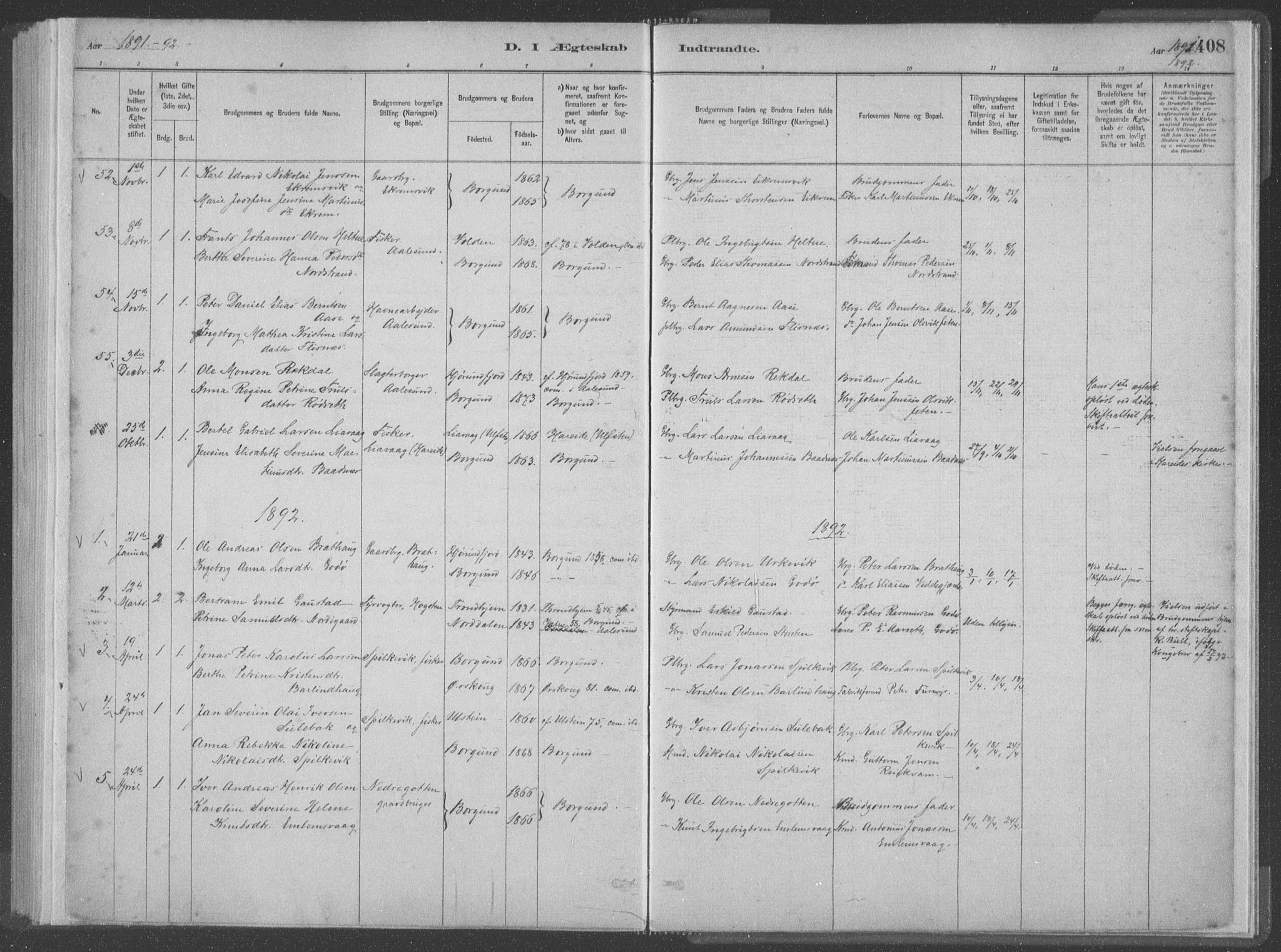Ministerialprotokoller, klokkerbøker og fødselsregistre - Møre og Romsdal, SAT/A-1454/528/L0402: Parish register (official) no. 528A12II, 1880-1903, p. 408