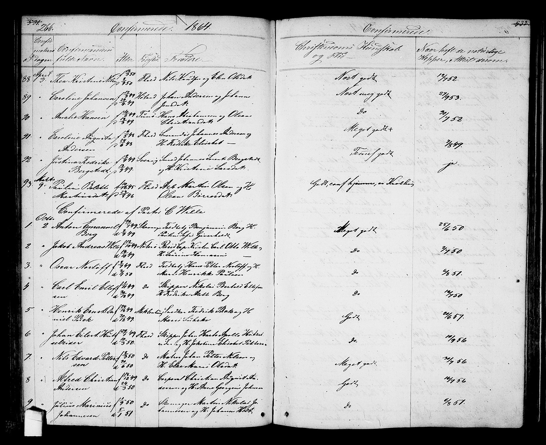 Halden prestekontor Kirkebøker, AV/SAO-A-10909/G/Ga/L0005a: Parish register (copy) no. 5A, 1855-1864, p. 266