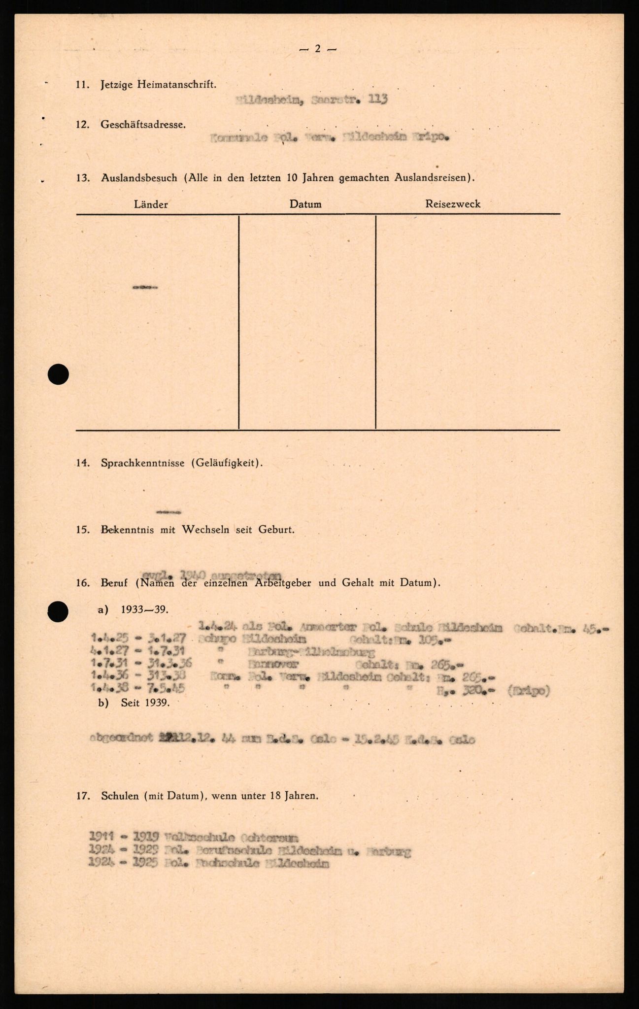 Forsvaret, Forsvarets overkommando II, AV/RA-RAFA-3915/D/Db/L0021: CI Questionaires. Tyske okkupasjonsstyrker i Norge. Tyskere., 1945-1946, p. 150