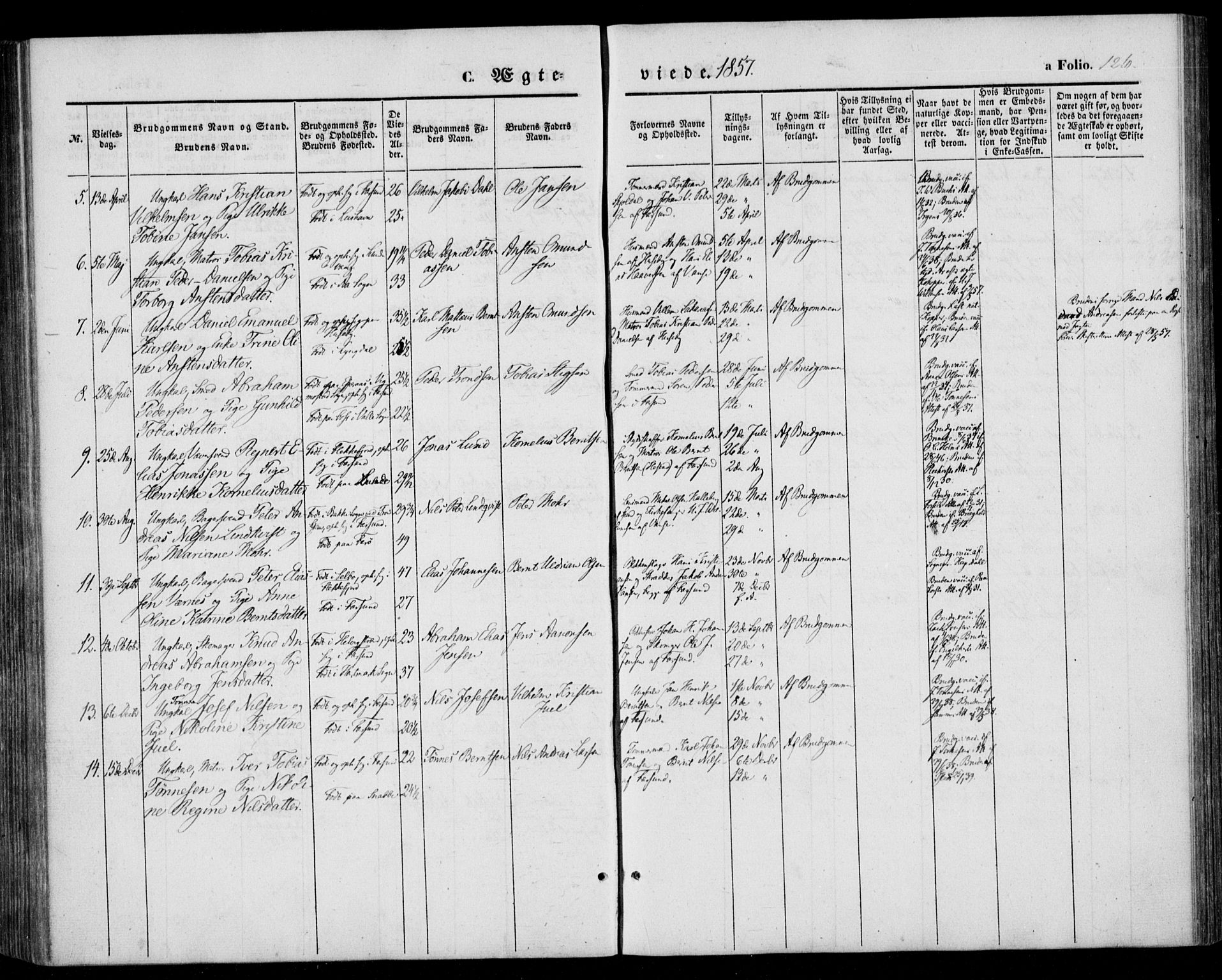 Farsund sokneprestkontor, AV/SAK-1111-0009/F/Fa/L0004: Parish register (official) no. A 4, 1847-1863, p. 126