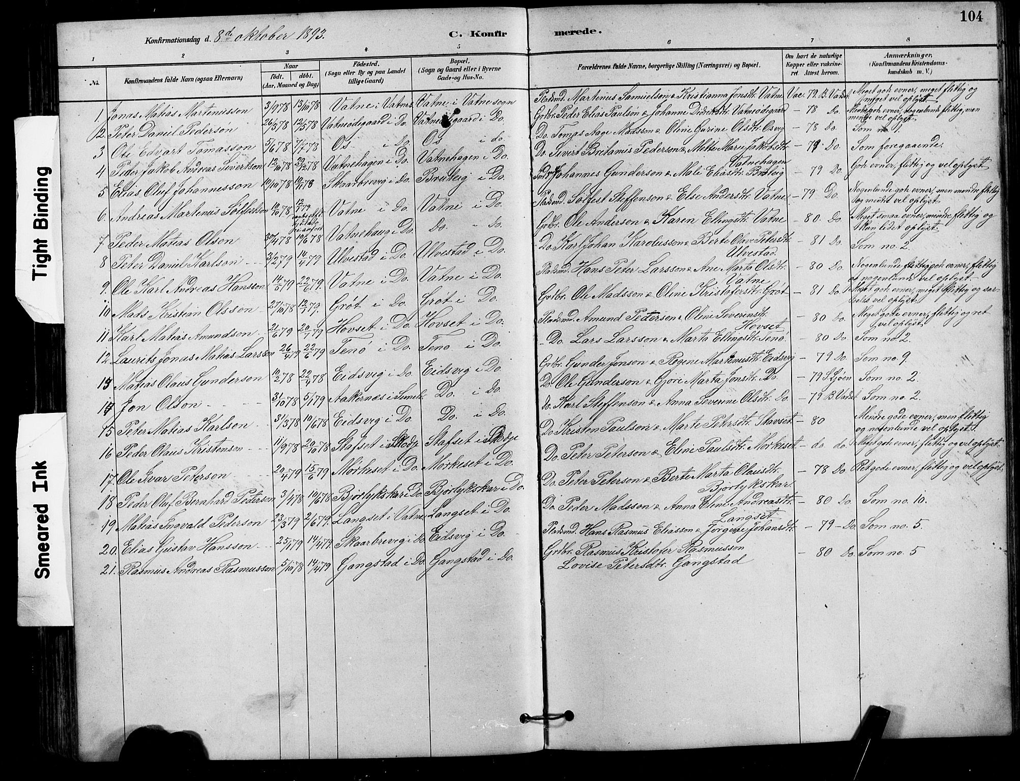 Ministerialprotokoller, klokkerbøker og fødselsregistre - Møre og Romsdal, AV/SAT-A-1454/525/L0376: Parish register (copy) no. 525C02, 1880-1902, p. 104