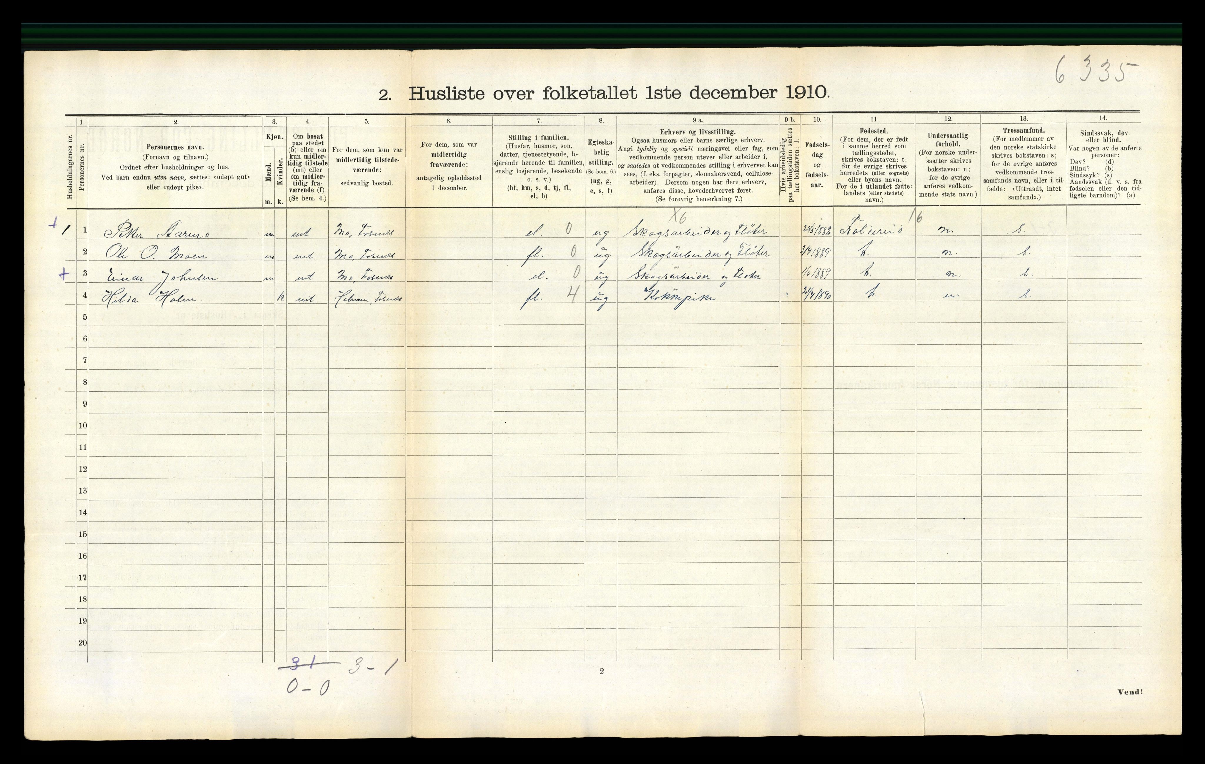 RA, 1910 census for Fosnes, 1910, p. 66