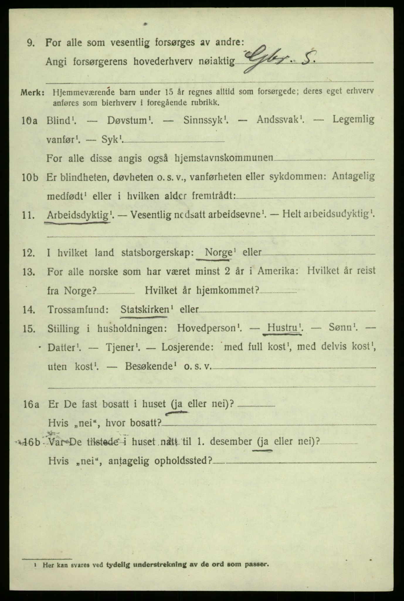 SAB, 1920 census for Aurland, 1920, p. 1891