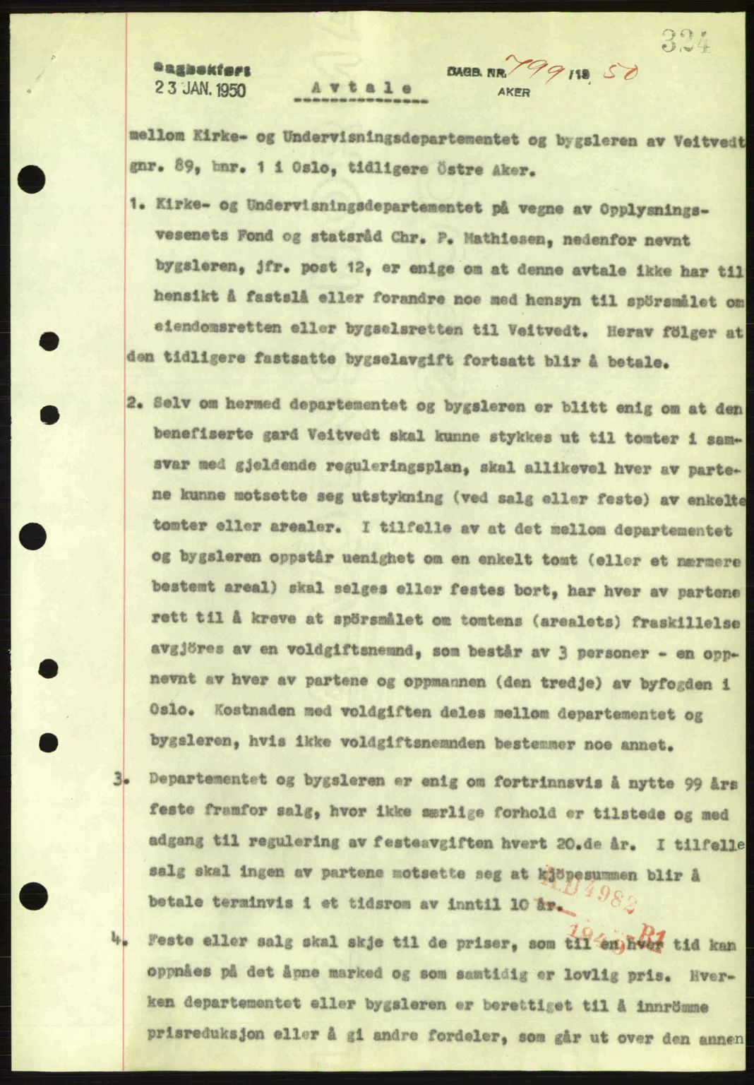 Oslo byskriverembete, AV/SAO-A-10227/G/Gb/Gbd/Gbda/L0017: Mortgage book no. A215, 1949-1950, Diary no: : 799/1950