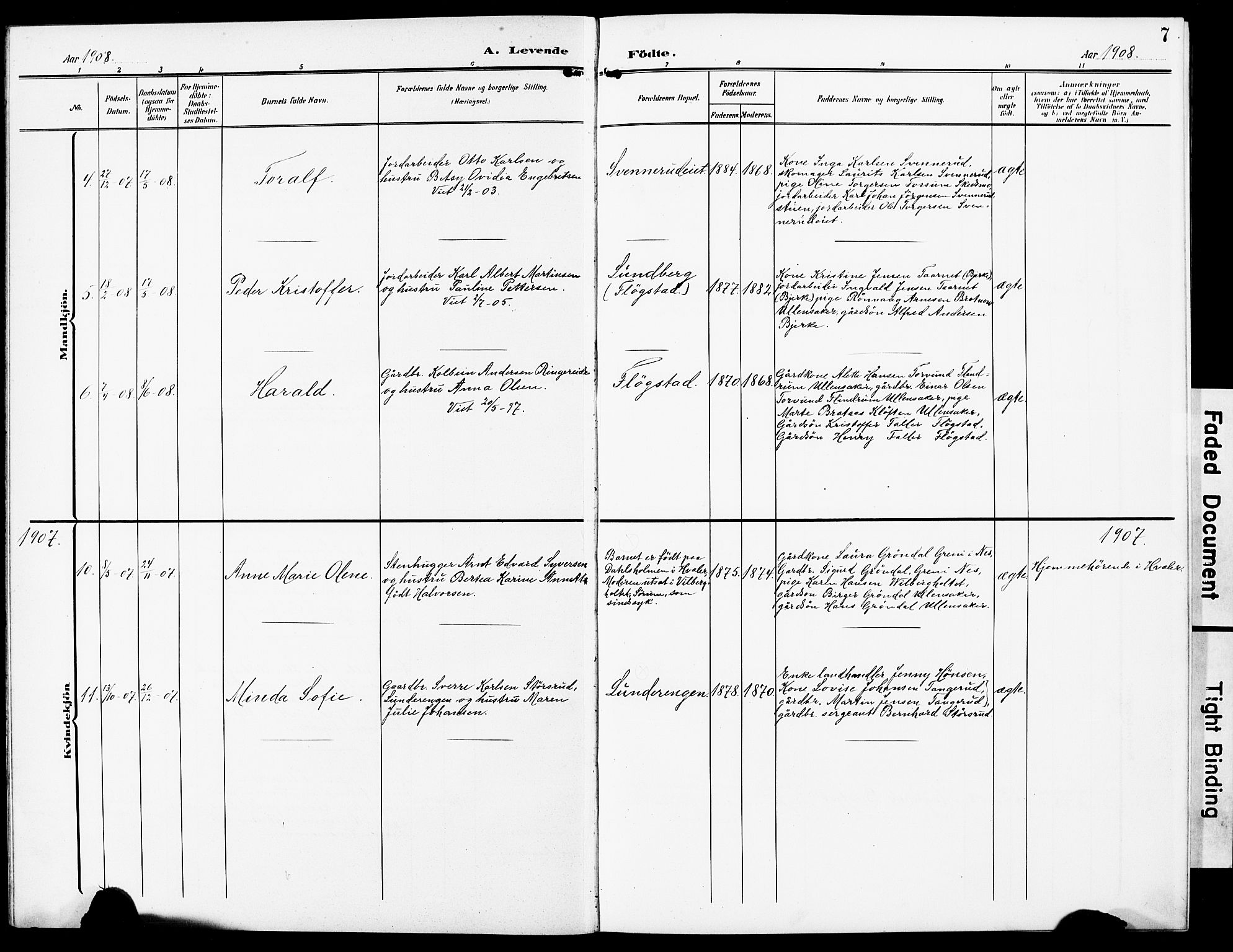 Sørum prestekontor Kirkebøker, AV/SAO-A-10303/G/Gb/L0001: Parish register (copy) no. II 1, 1907-1929, p. 7