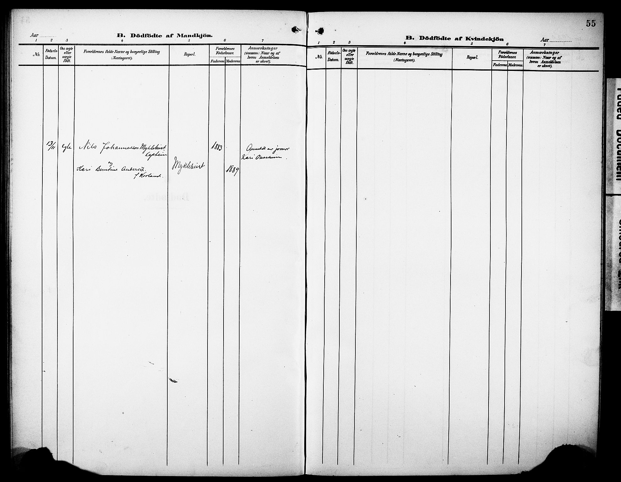 Tysnes sokneprestembete, AV/SAB-A-78601/H/Hab: Parish register (copy) no. C 3, 1908-1924, p. 55