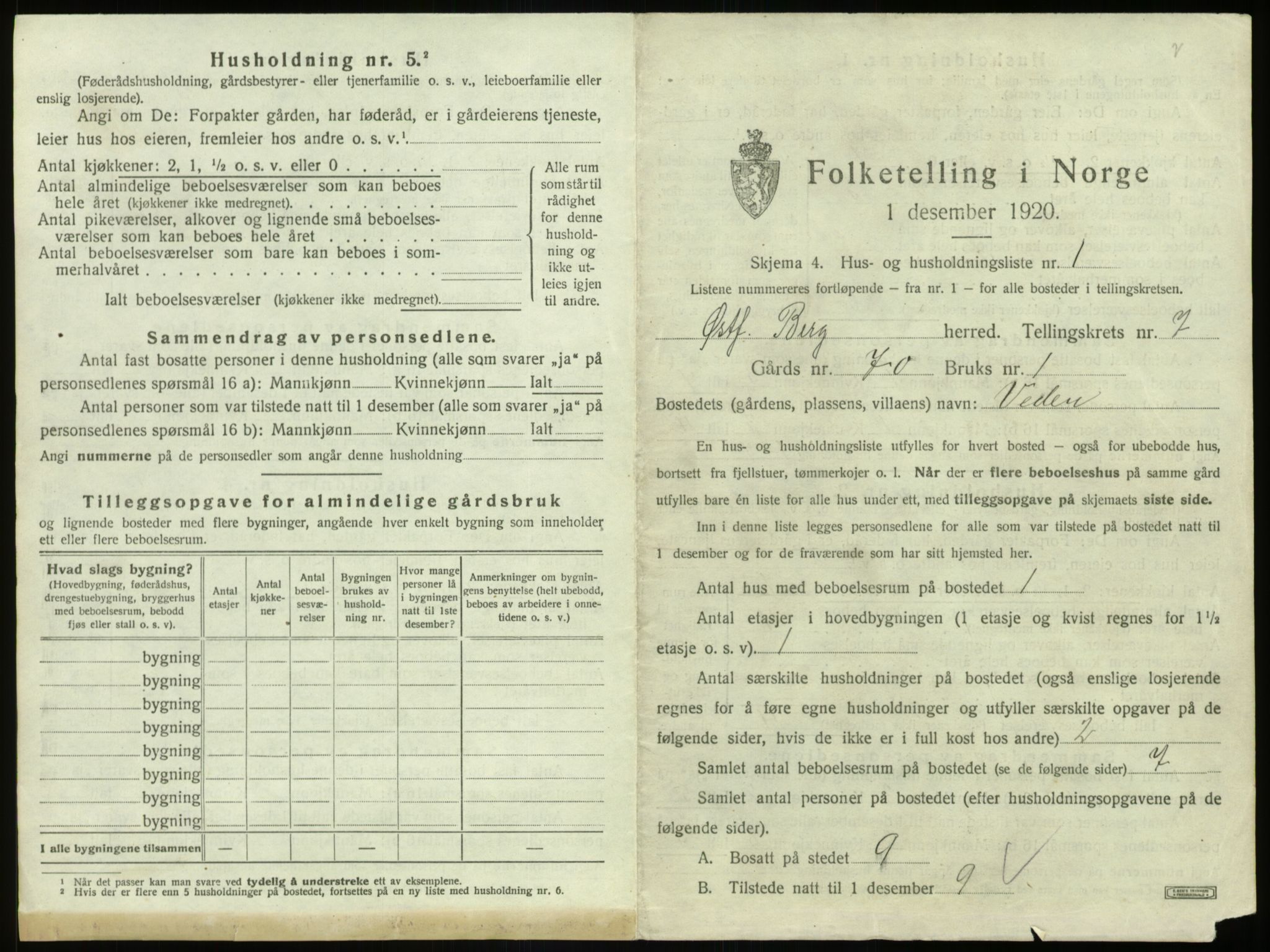 SAO, 1920 census for Berg, 1920, p. 1479