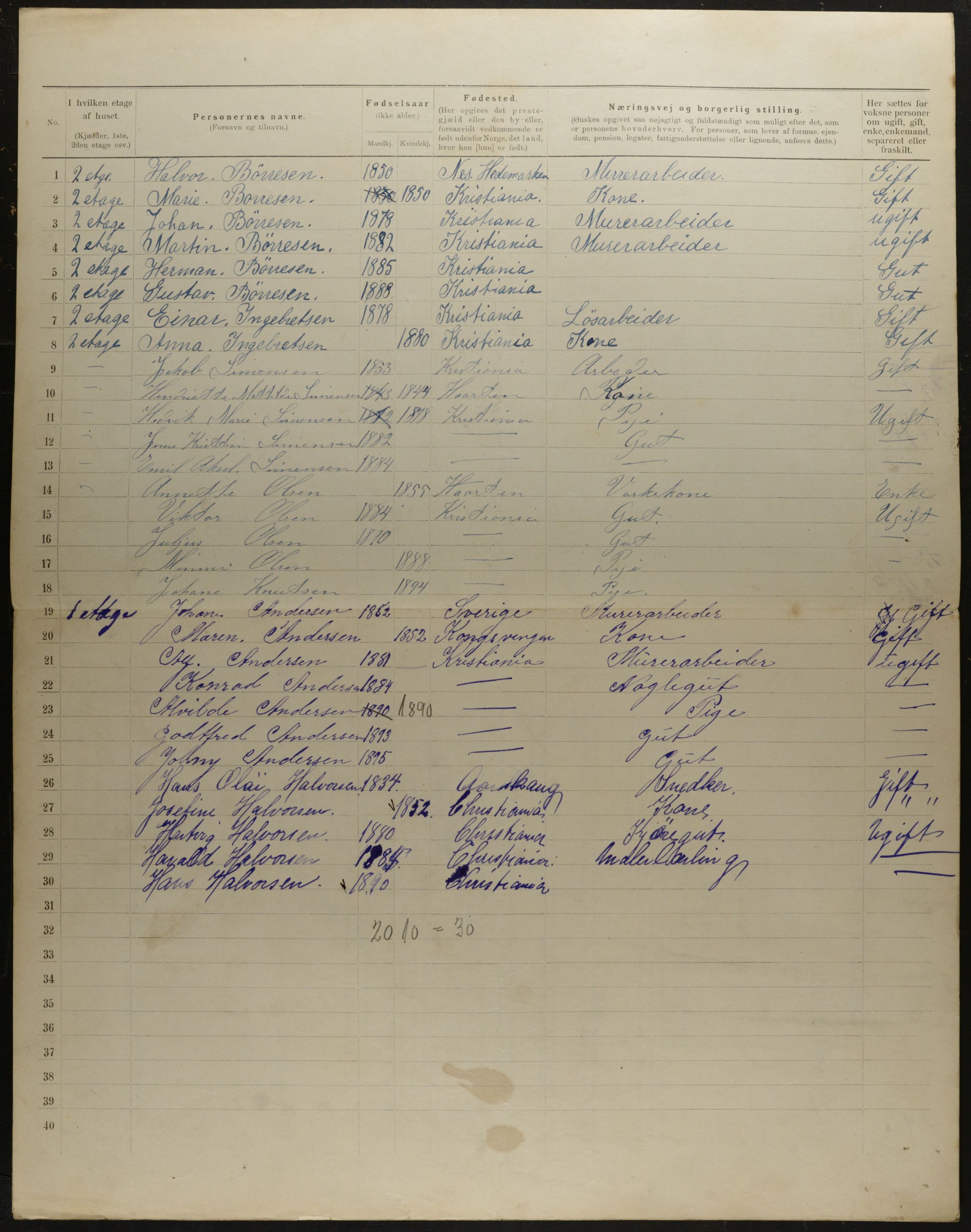 OBA, Municipal Census 1901 for Kristiania, 1901, p. 10025