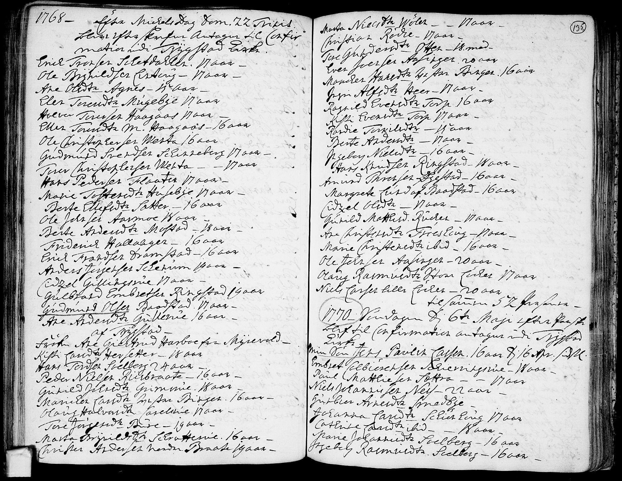 Trøgstad prestekontor Kirkebøker, SAO/A-10925/F/Fa/L0004: Parish register (official) no. I 4, 1750-1784, p. 135