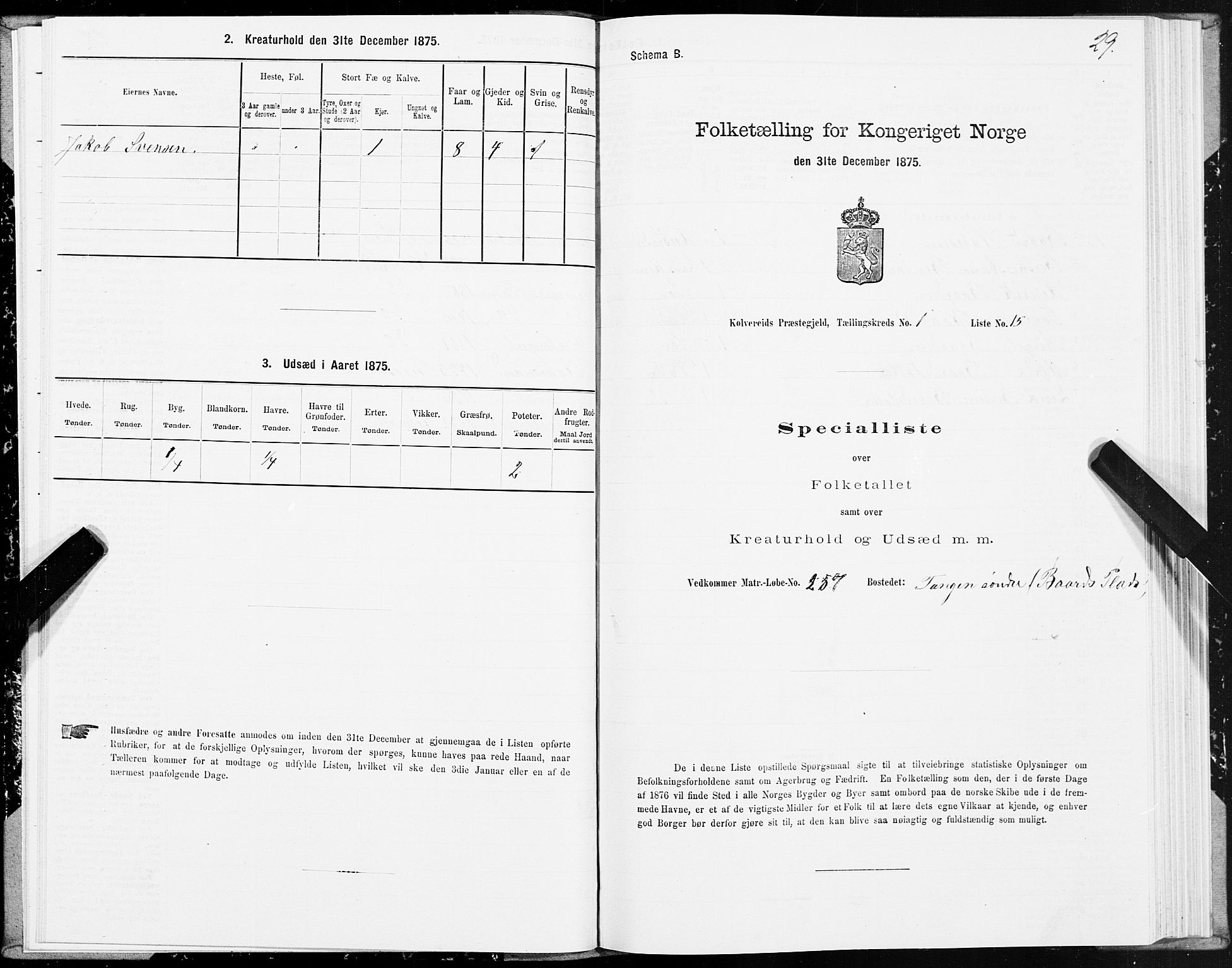 SAT, 1875 census for 1752P Kolvereid, 1875, p. 1029