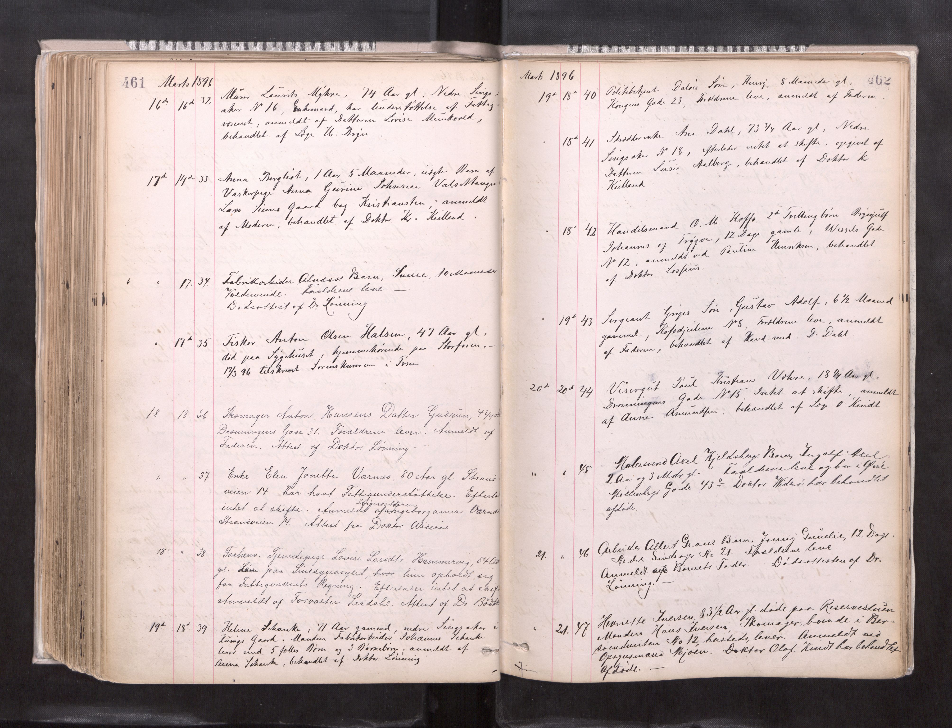 Trondheim byfogd, AV/SAT-A-0003/1/3/3L/L0004: Dødsanmeldelsesprotokoll, 1891-1897, p. 461-462