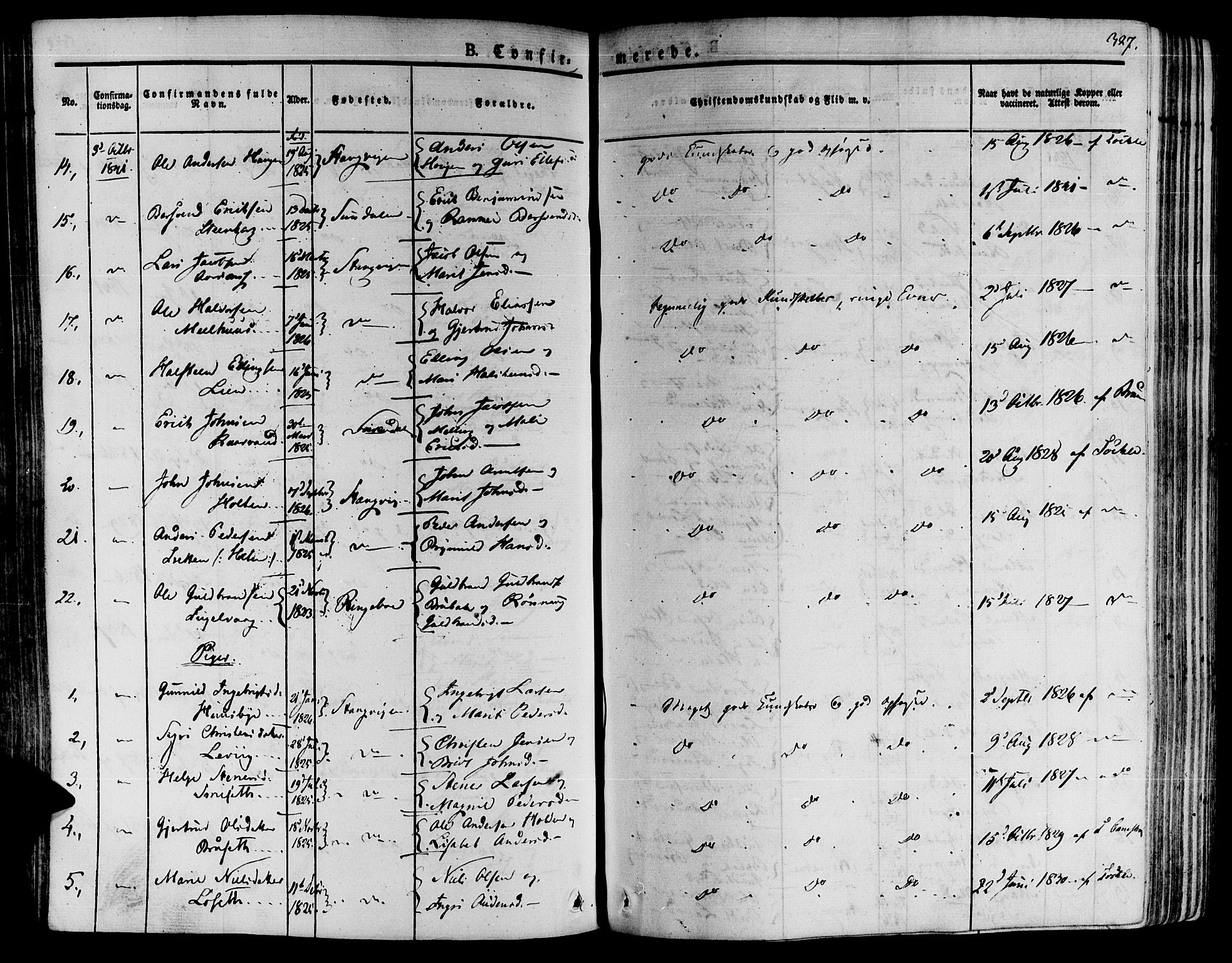 Ministerialprotokoller, klokkerbøker og fødselsregistre - Møre og Romsdal, AV/SAT-A-1454/592/L1024: Parish register (official) no. 592A03 /1, 1831-1849, p. 327