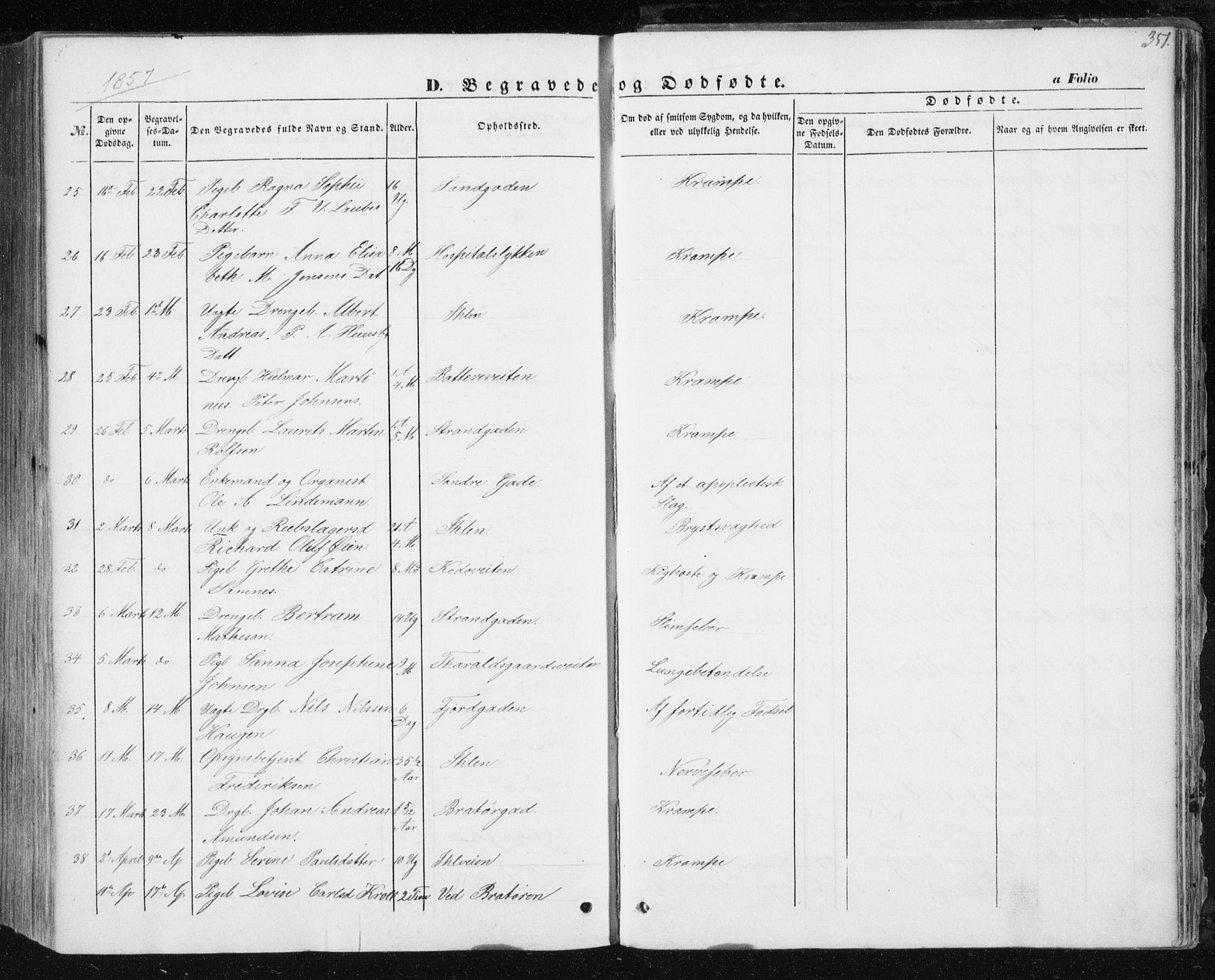 Ministerialprotokoller, klokkerbøker og fødselsregistre - Sør-Trøndelag, AV/SAT-A-1456/602/L0112: Parish register (official) no. 602A10, 1848-1859, p. 351