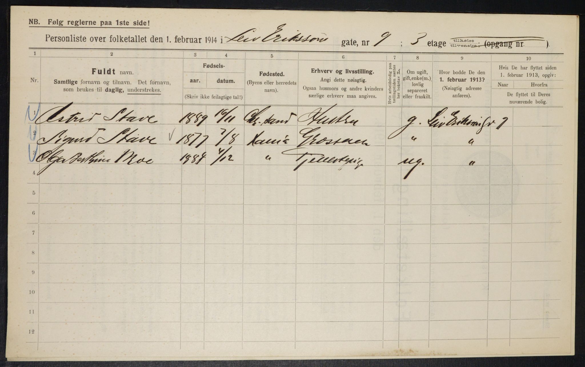 OBA, Municipal Census 1914 for Kristiania, 1914, p. 57413