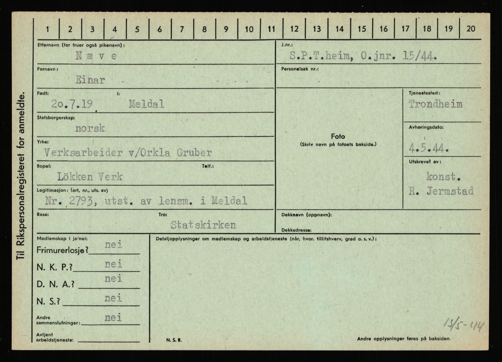 Statspolitiet - Hovedkontoret / Osloavdelingen, AV/RA-S-1329/C/Ca/L0011: Molberg - Nøstvold, 1943-1945, p. 5103