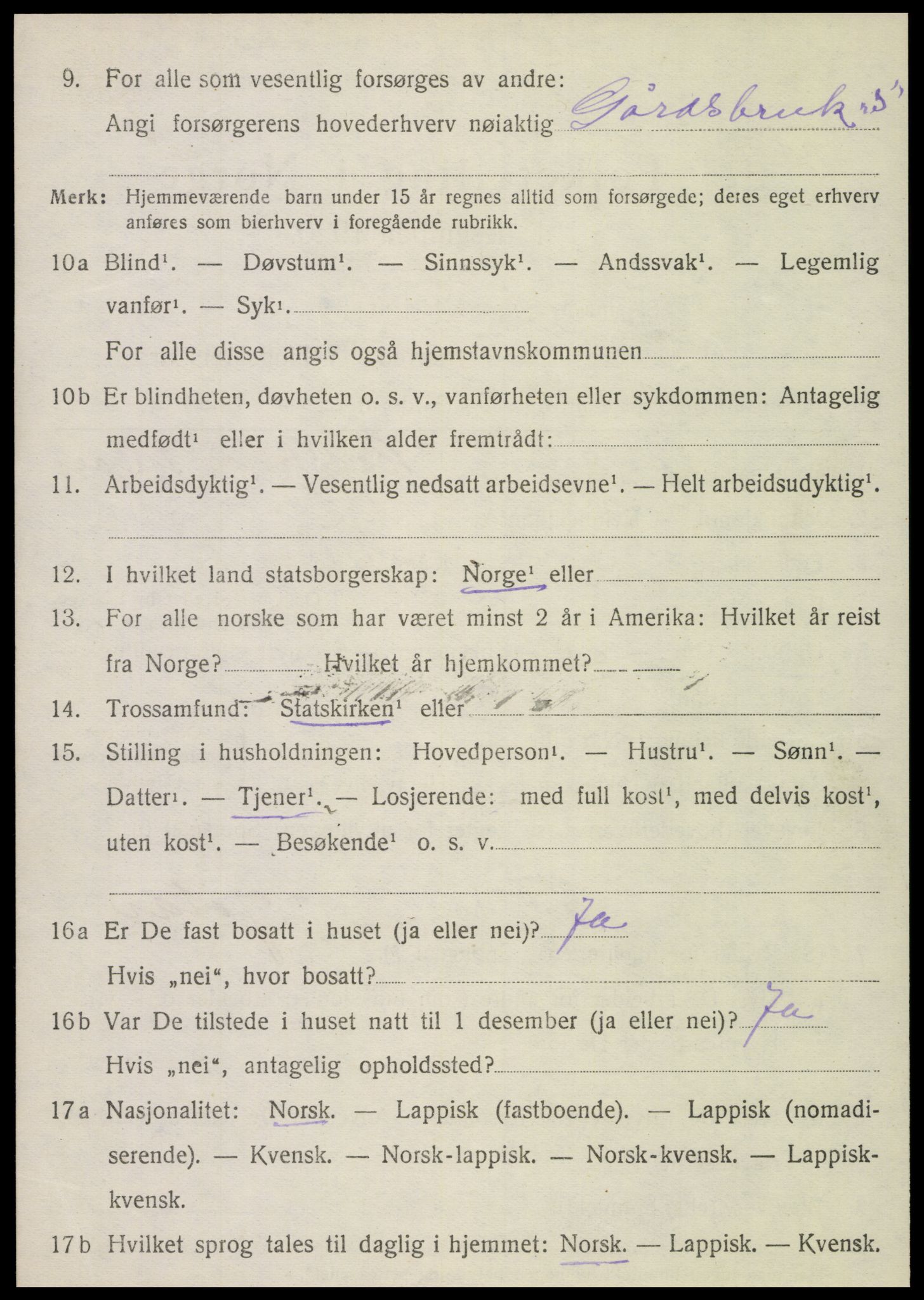 SAT, 1920 census for Vefsn, 1920, p. 1836