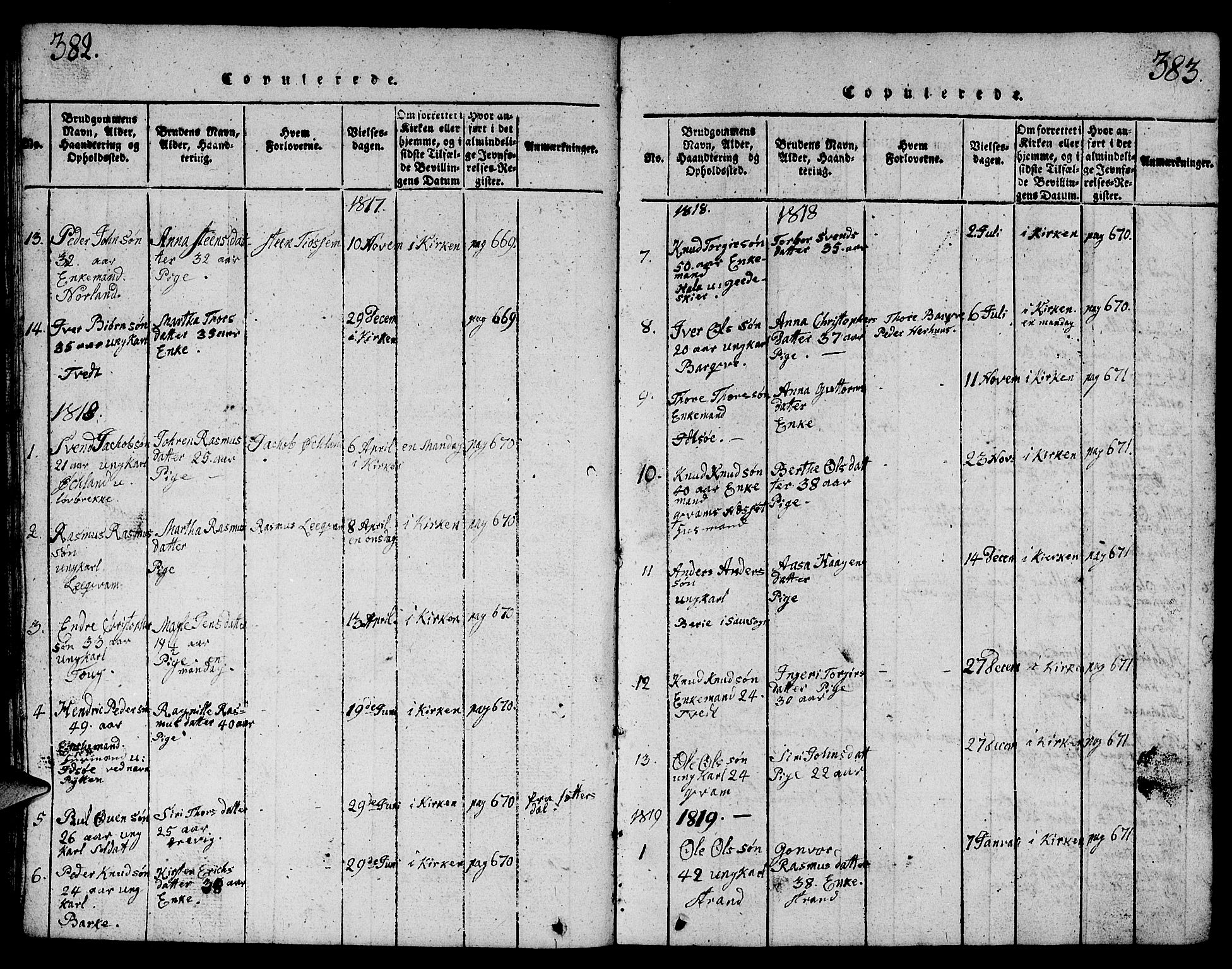 Strand sokneprestkontor, SAST/A-101828/H/Ha/Hab/L0001: Parish register (copy) no. B 1, 1816-1854, p. 382-383
