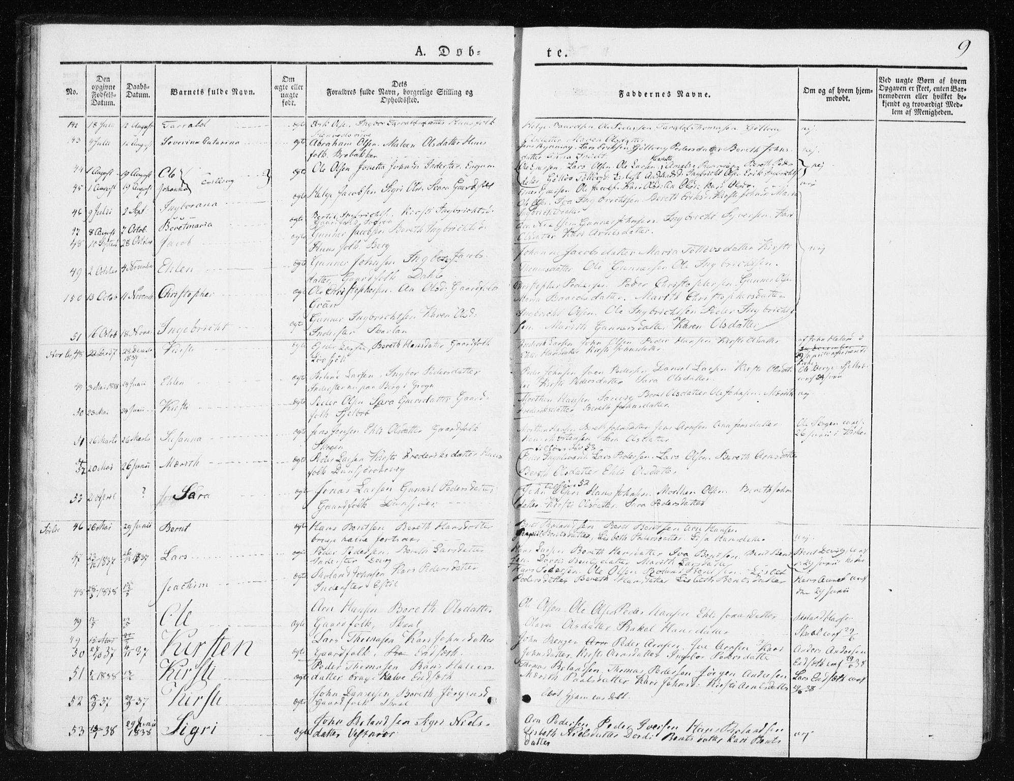 Ministerialprotokoller, klokkerbøker og fødselsregistre - Nord-Trøndelag, SAT/A-1458/749/L0470: Parish register (official) no. 749A04, 1834-1853, p. 9