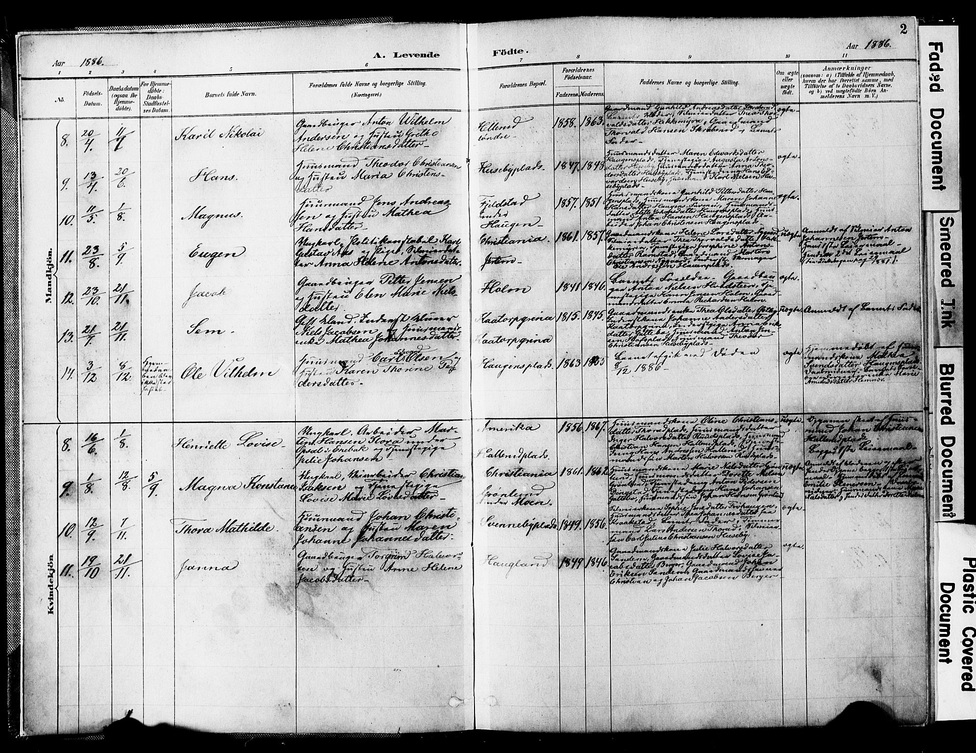 Spydeberg prestekontor Kirkebøker, AV/SAO-A-10924/F/Fb/L0001: Parish register (official) no. II 1, 1886-1907, p. 2