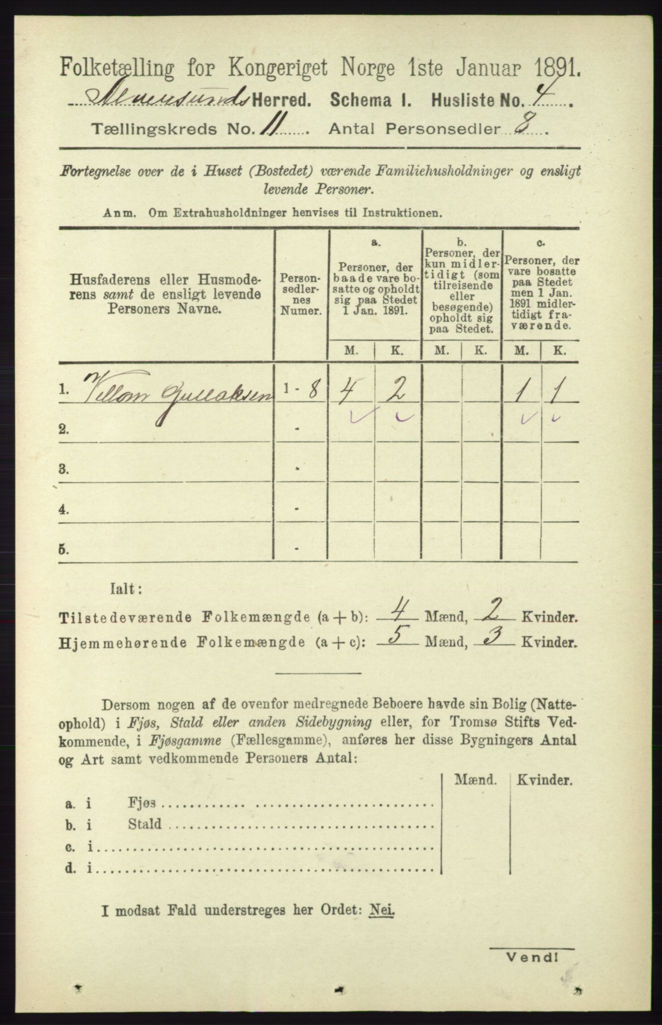 RA, 1891 census for 1257 Alversund, 1891, p. 3680