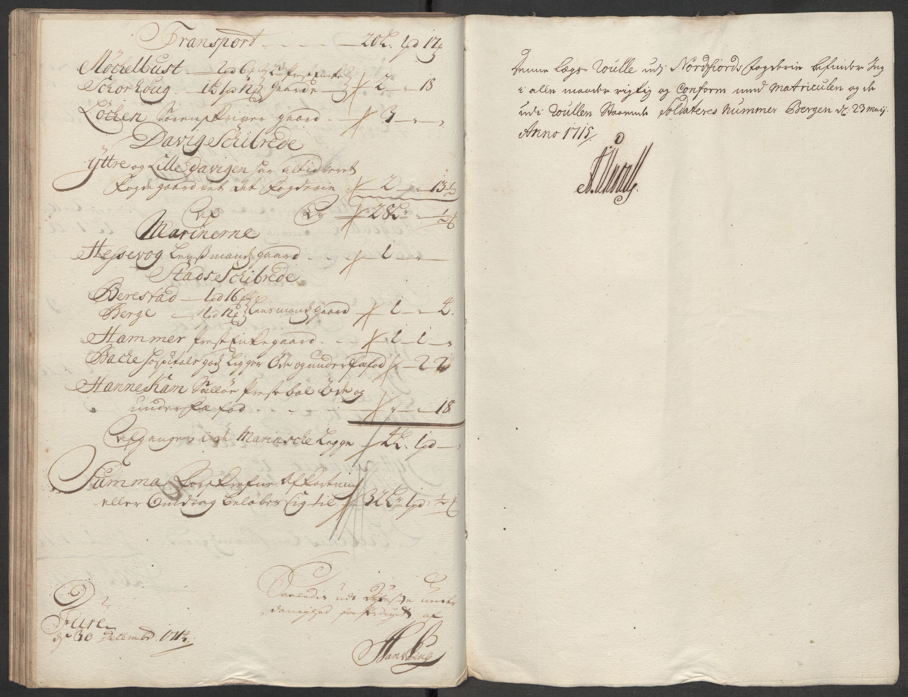 Rentekammeret inntil 1814, Reviderte regnskaper, Fogderegnskap, AV/RA-EA-4092/R53/L3438: Fogderegnskap Sunn- og Nordfjord, 1714, p. 252