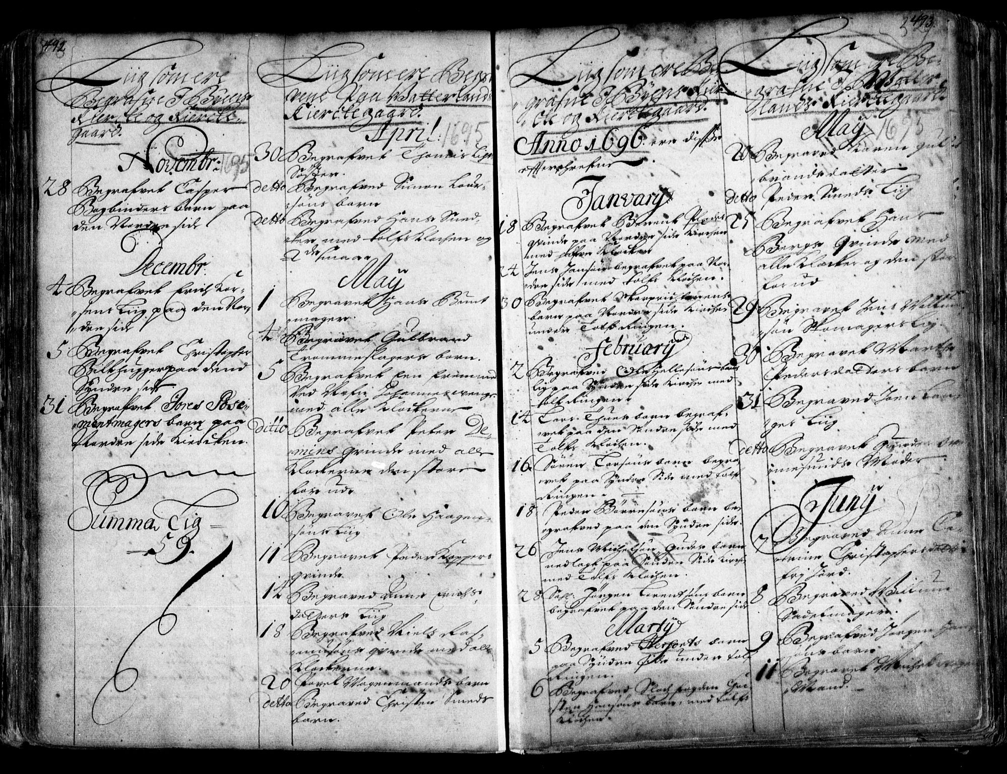 Oslo domkirke Kirkebøker, SAO/A-10752/F/Fa/L0001: Parish register (official) no. 1, 1648-1704, p. 492-493
