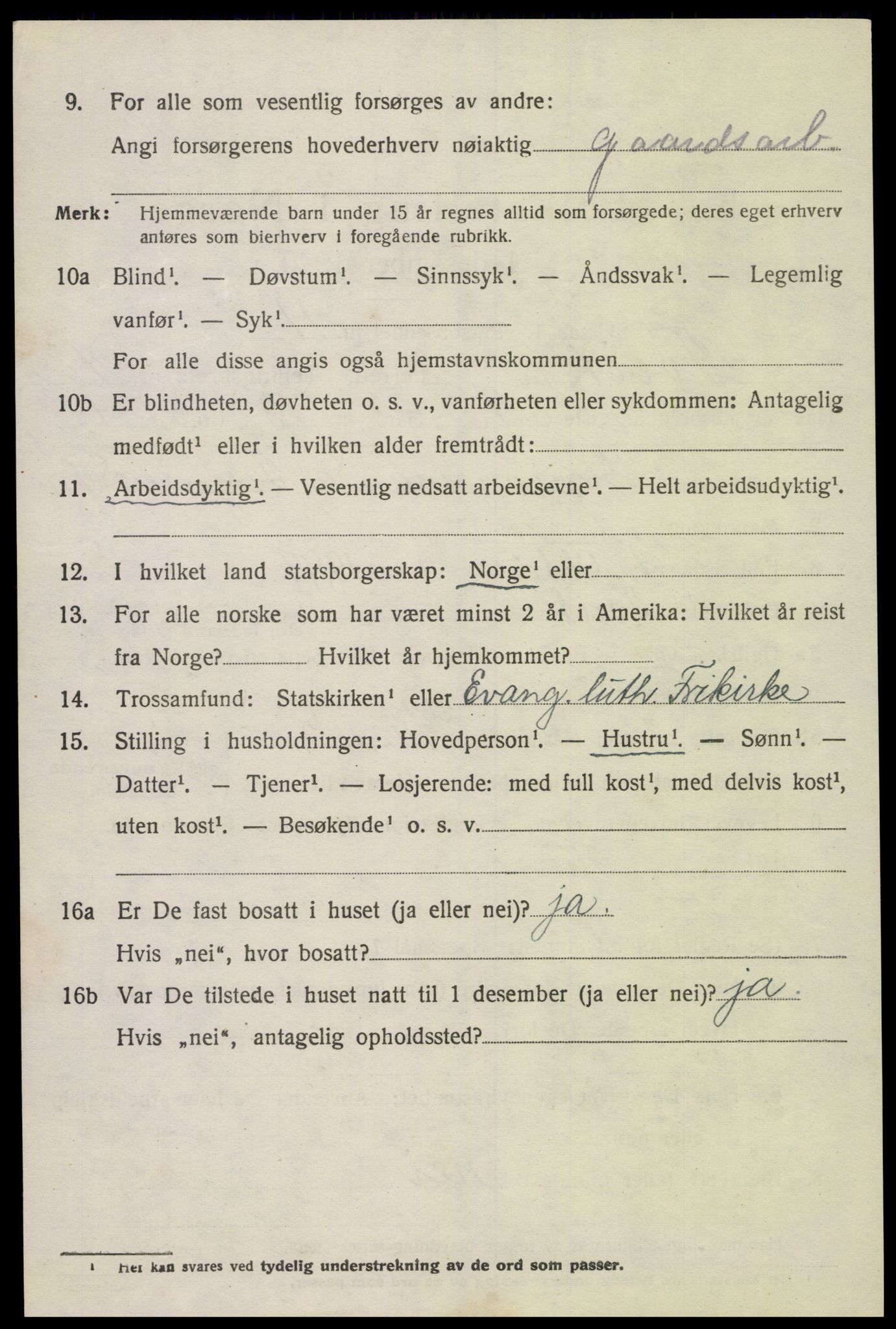 SAK, 1920 census for Tveit, 1920, p. 2415