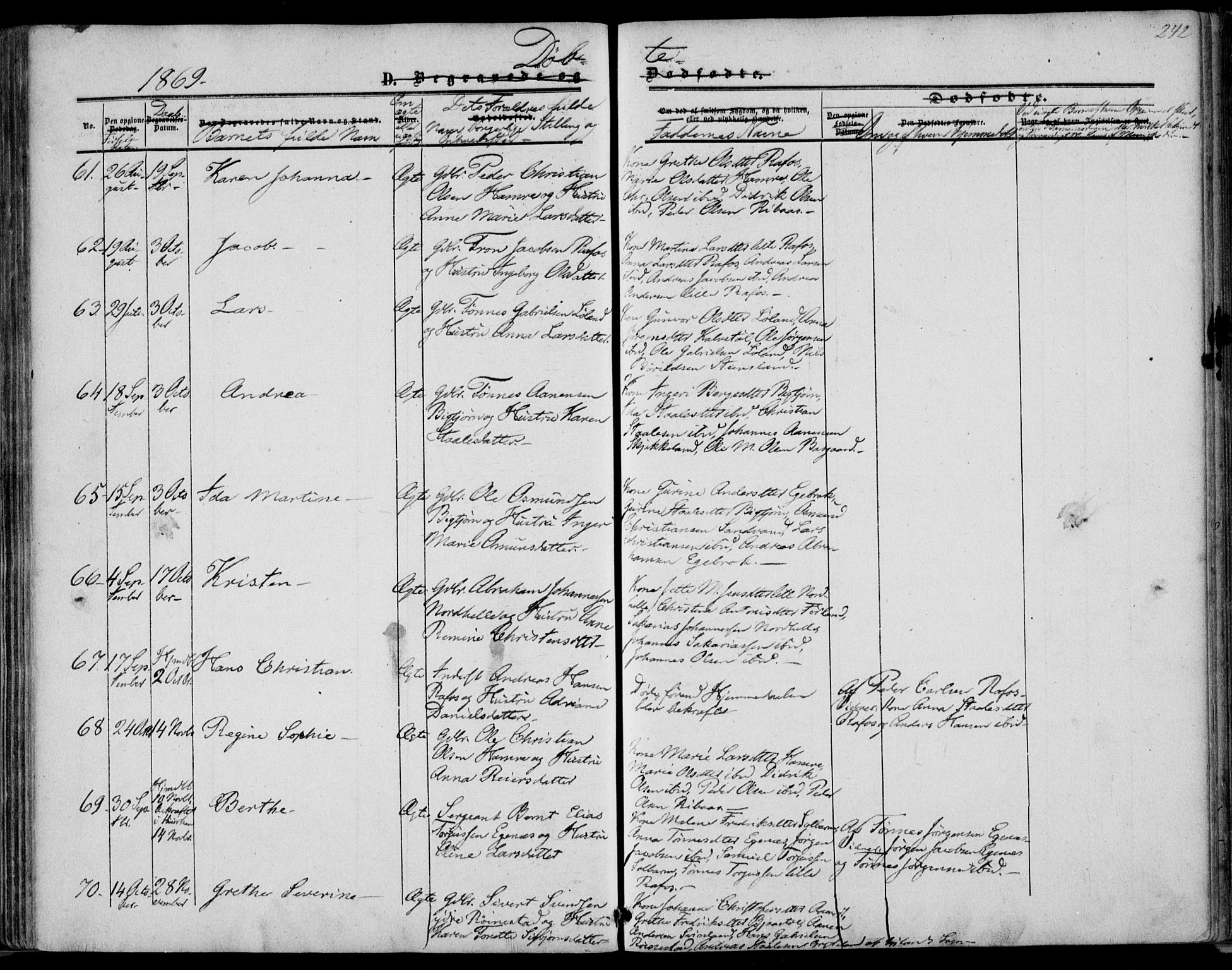 Kvinesdal sokneprestkontor, AV/SAK-1111-0026/F/Fa/Fab/L0006: Parish register (official) no. A 6, 1857-1869, p. 242