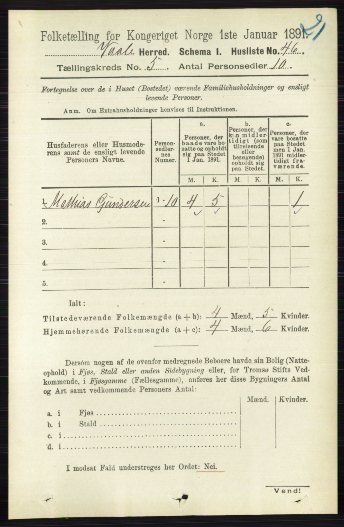 RA, 1891 census for 0716 Våle, 1891, p. 1347