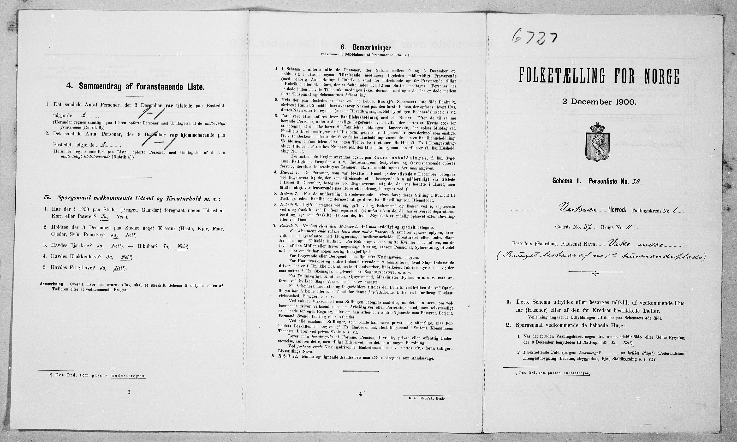 SAT, 1900 census for Vestnes, 1900, p. 130