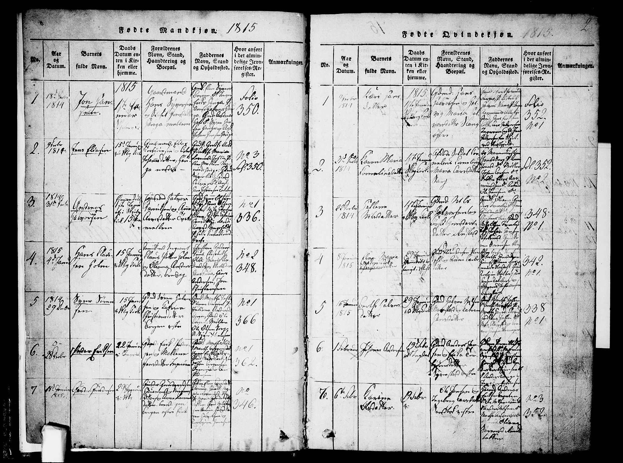 Skjeberg prestekontor Kirkebøker, SAO/A-10923/F/Fa/L0004: Parish register (official) no. I 4, 1815-1830, p. 2