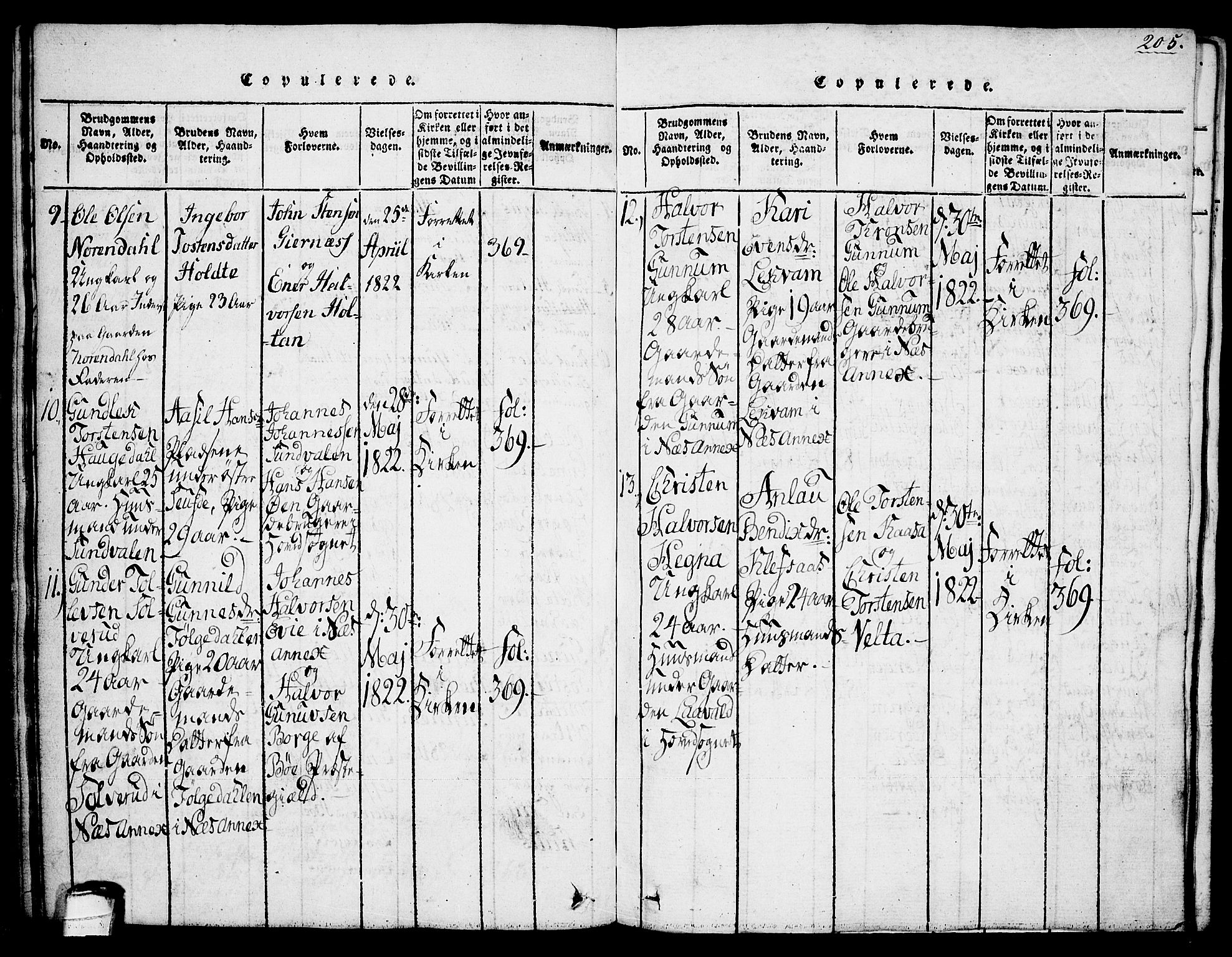 Sauherad kirkebøker, SAKO/A-298/G/Ga/L0001: Parish register (copy) no. I 1, 1815-1827, p. 205