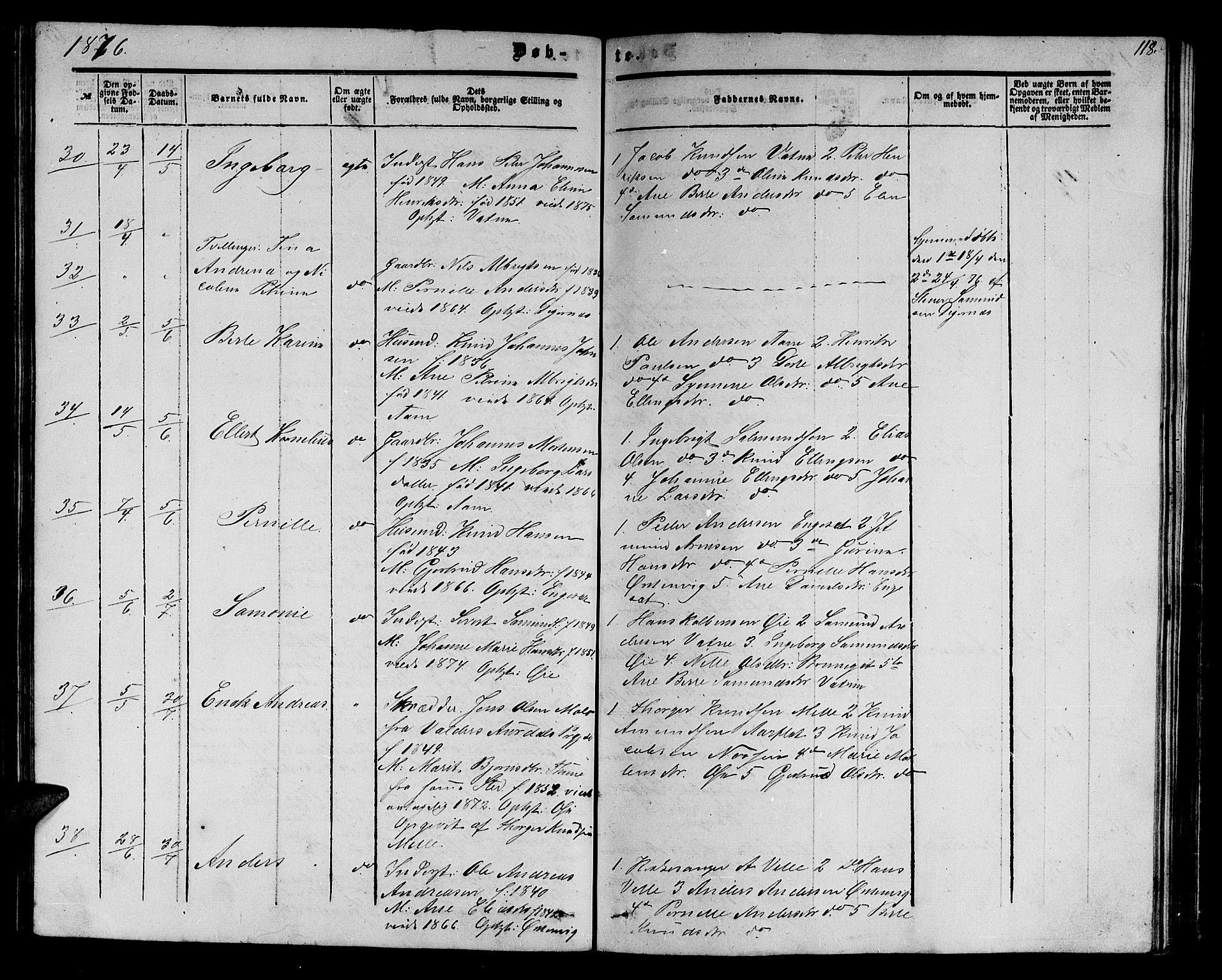 Ministerialprotokoller, klokkerbøker og fødselsregistre - Møre og Romsdal, AV/SAT-A-1454/513/L0188: Parish register (copy) no. 513C02, 1865-1882, p. 118