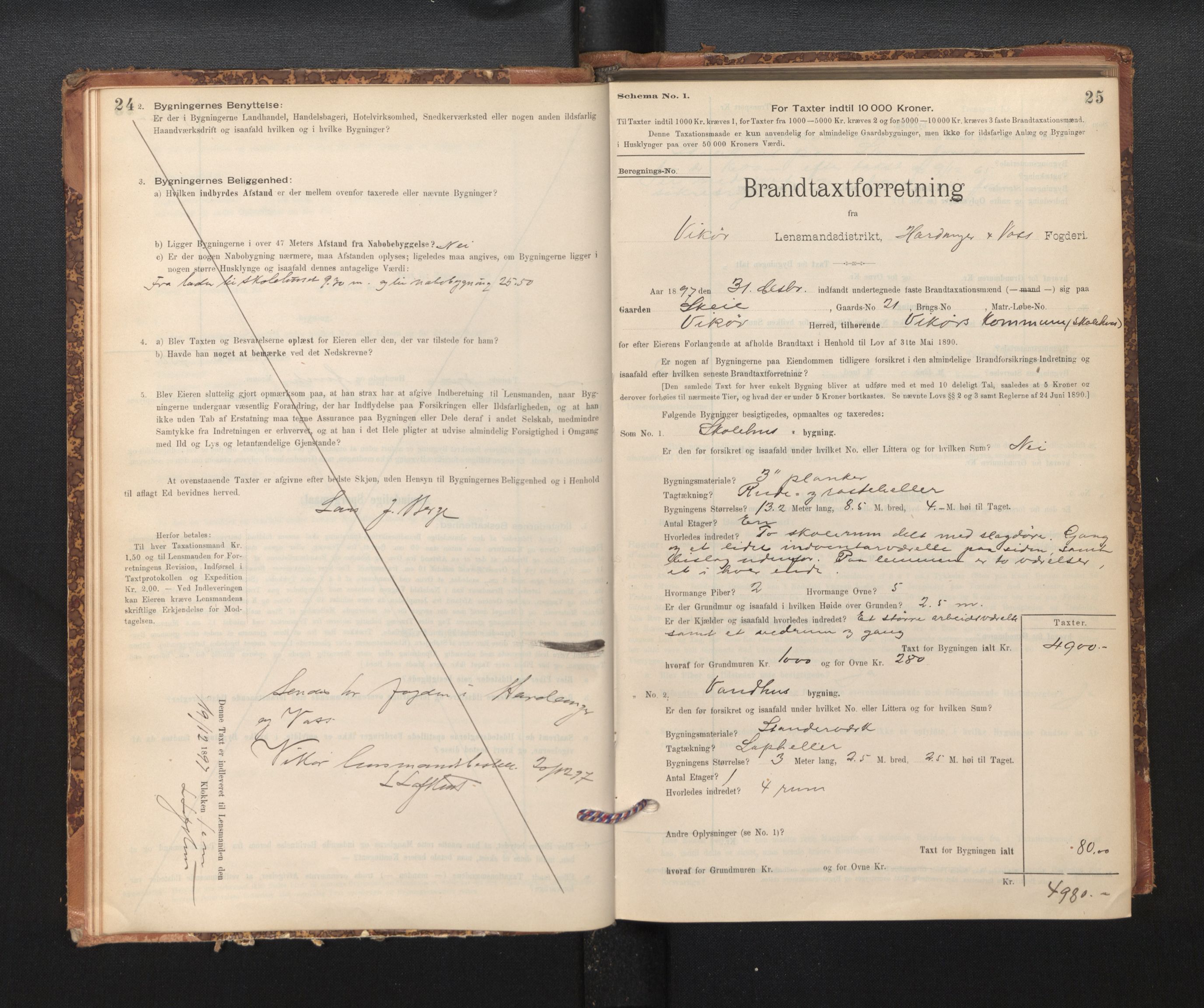 Lensmannen i Kvam, AV/SAB-A-33201/0012/L0005: Branntakstprotokoll, skjematakst, 1894-1913, p. 24-25