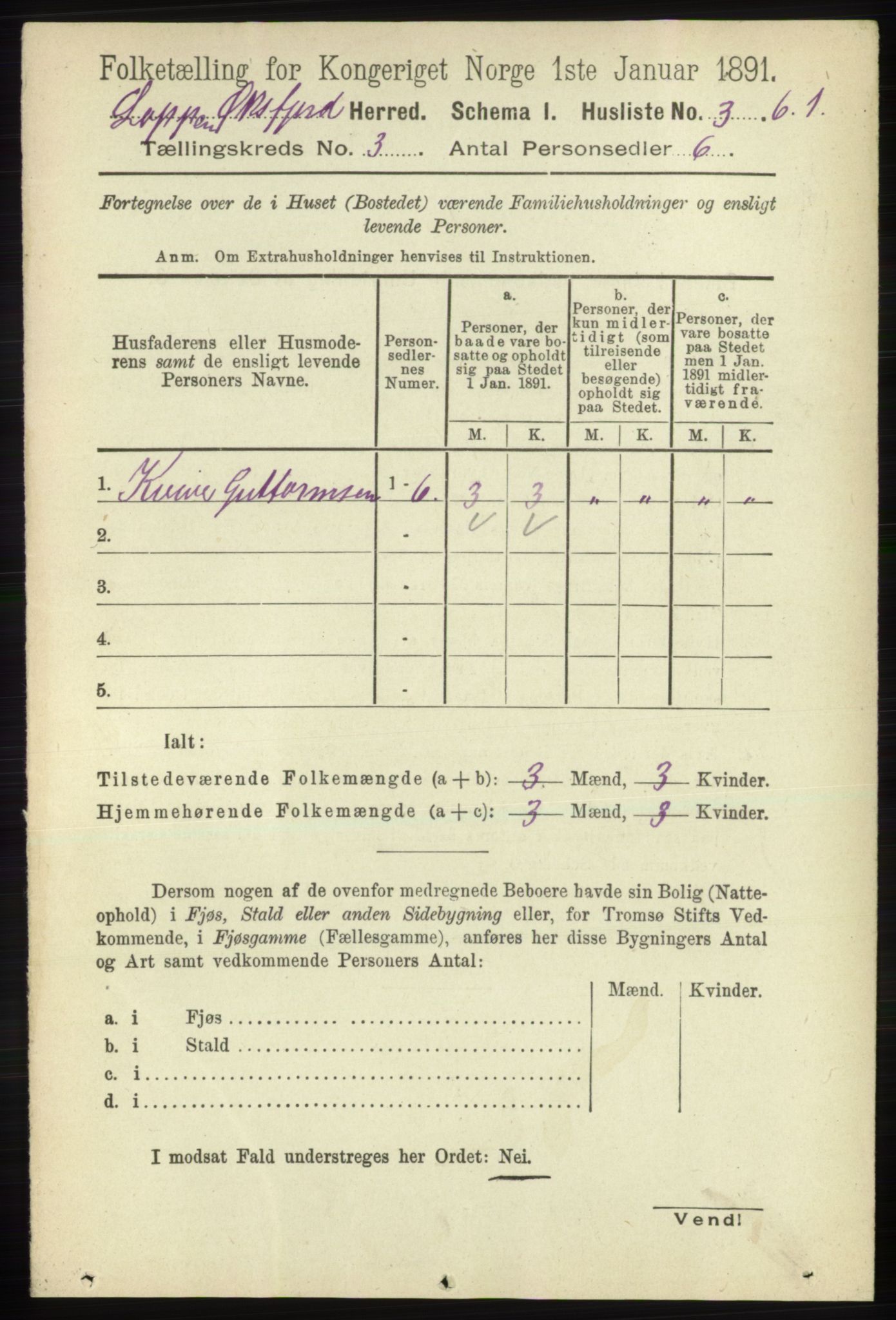 RA, 1891 census for 2014 Loppa, 1891, p. 651