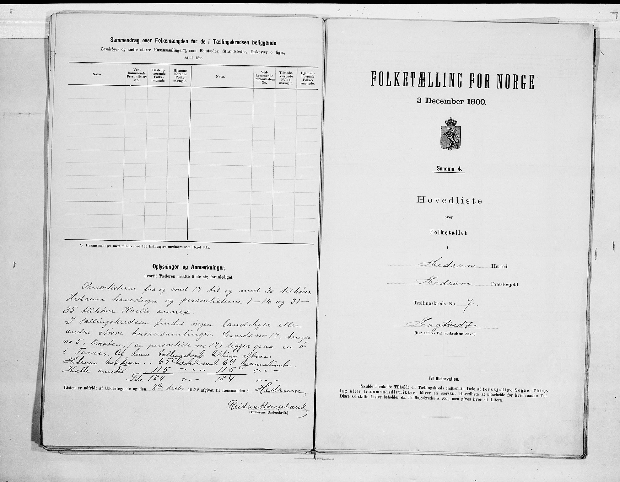 RA, 1900 census for Hedrum, 1900, p. 16