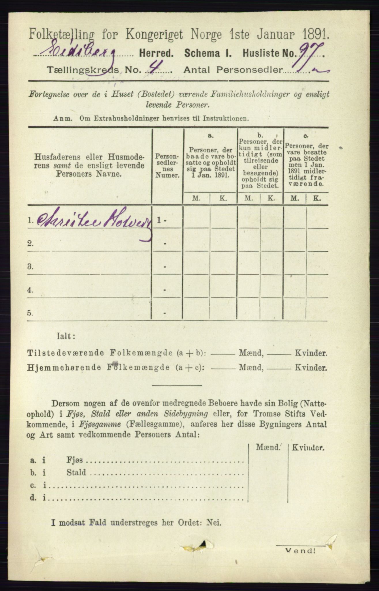 RA, 1891 census for 0125 Eidsberg, 1891, p. 2368