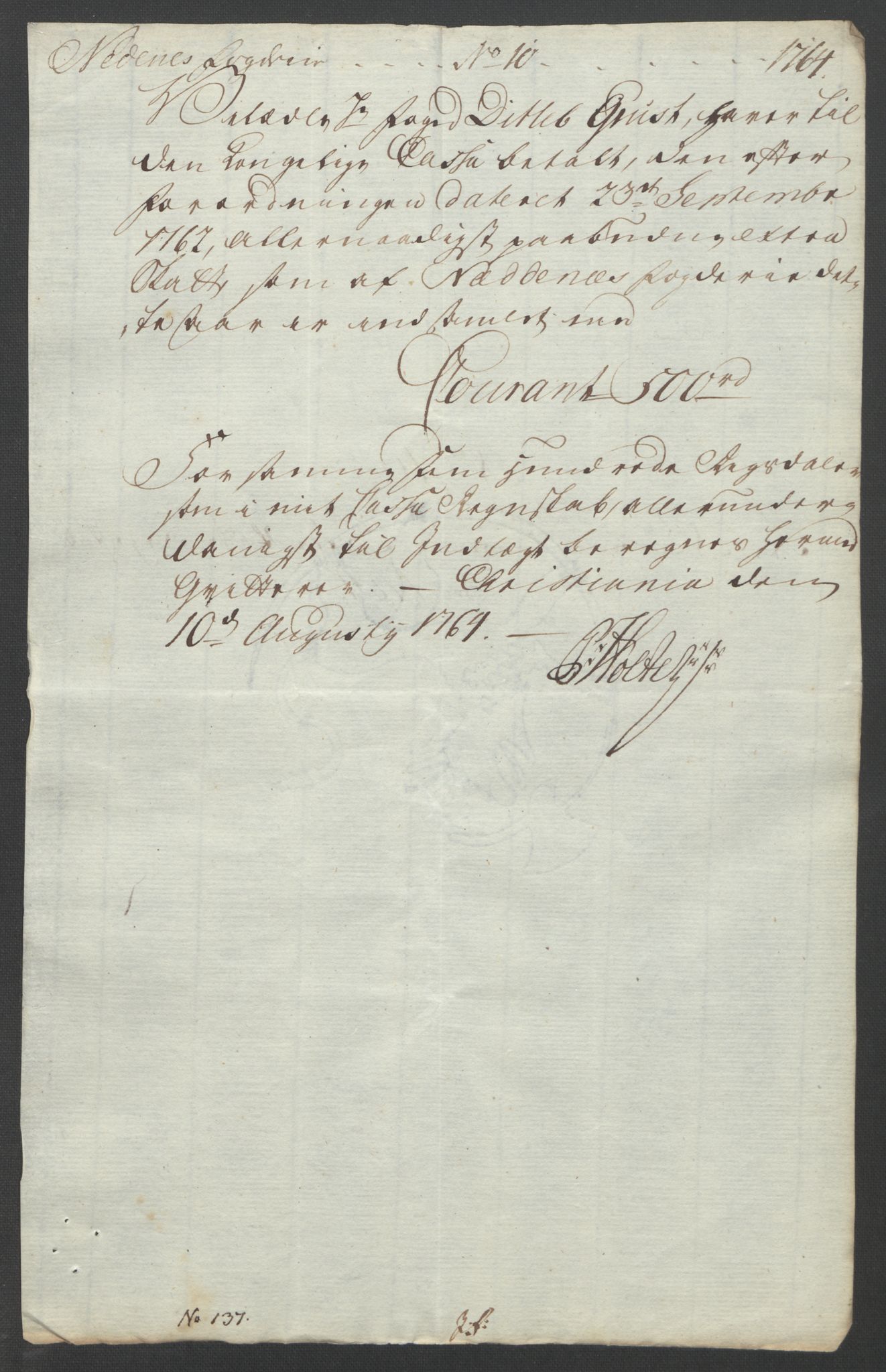 Rentekammeret inntil 1814, Reviderte regnskaper, Fogderegnskap, AV/RA-EA-4092/R39/L2424: Ekstraskatten Nedenes, 1762-1767, p. 113