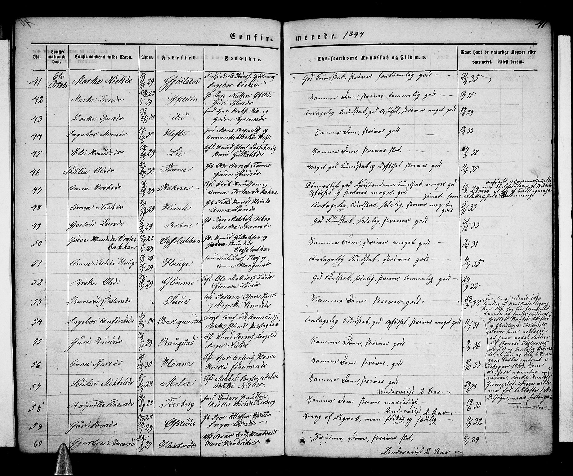 Voss sokneprestembete, AV/SAB-A-79001/H/Haa: Parish register (official) no. A 14, 1837-1847, p. 41