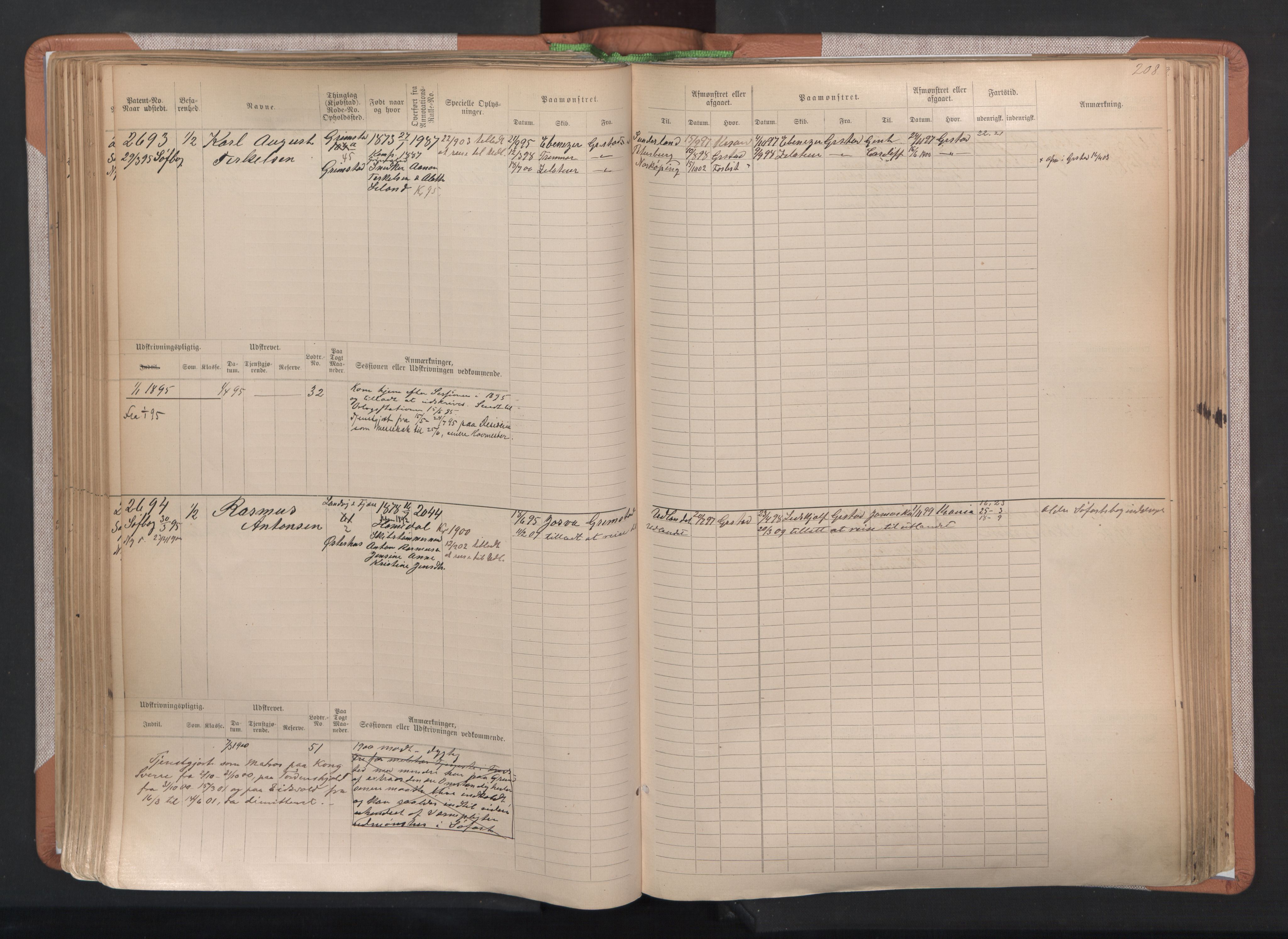 Grimstad mønstringskrets, AV/SAK-2031-0013/F/Fb/L0004: Hovedrulle A nr 2277-3042, F-7, 1889-1940, p. 216